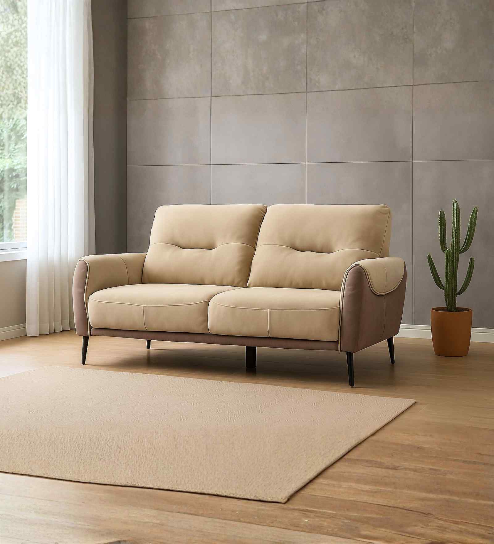 Lucca Italian Fabric 3 Seater Sofa In Beige Colour