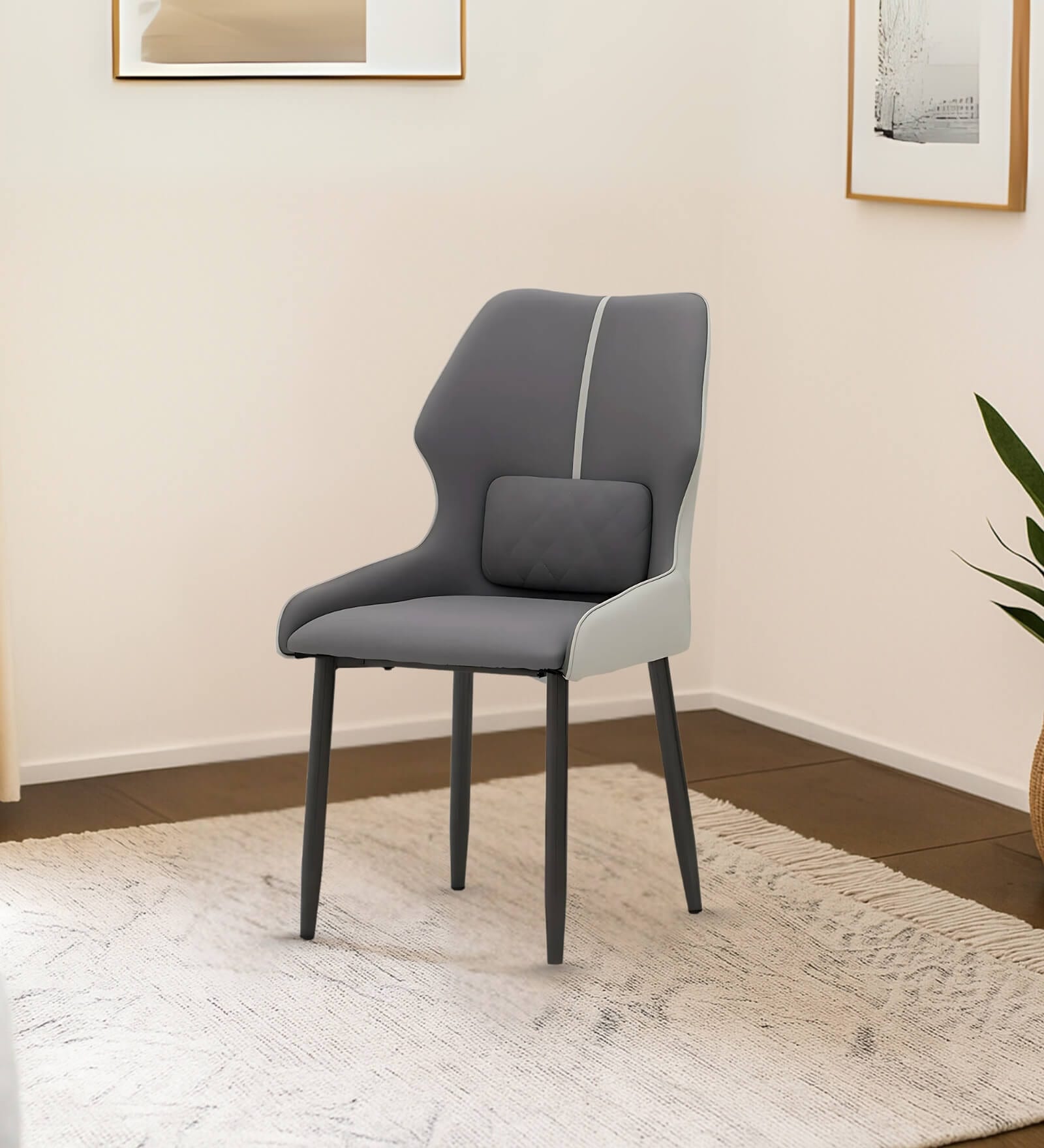 Lucca Italian Leatherette Dining Chair In Grey Colour