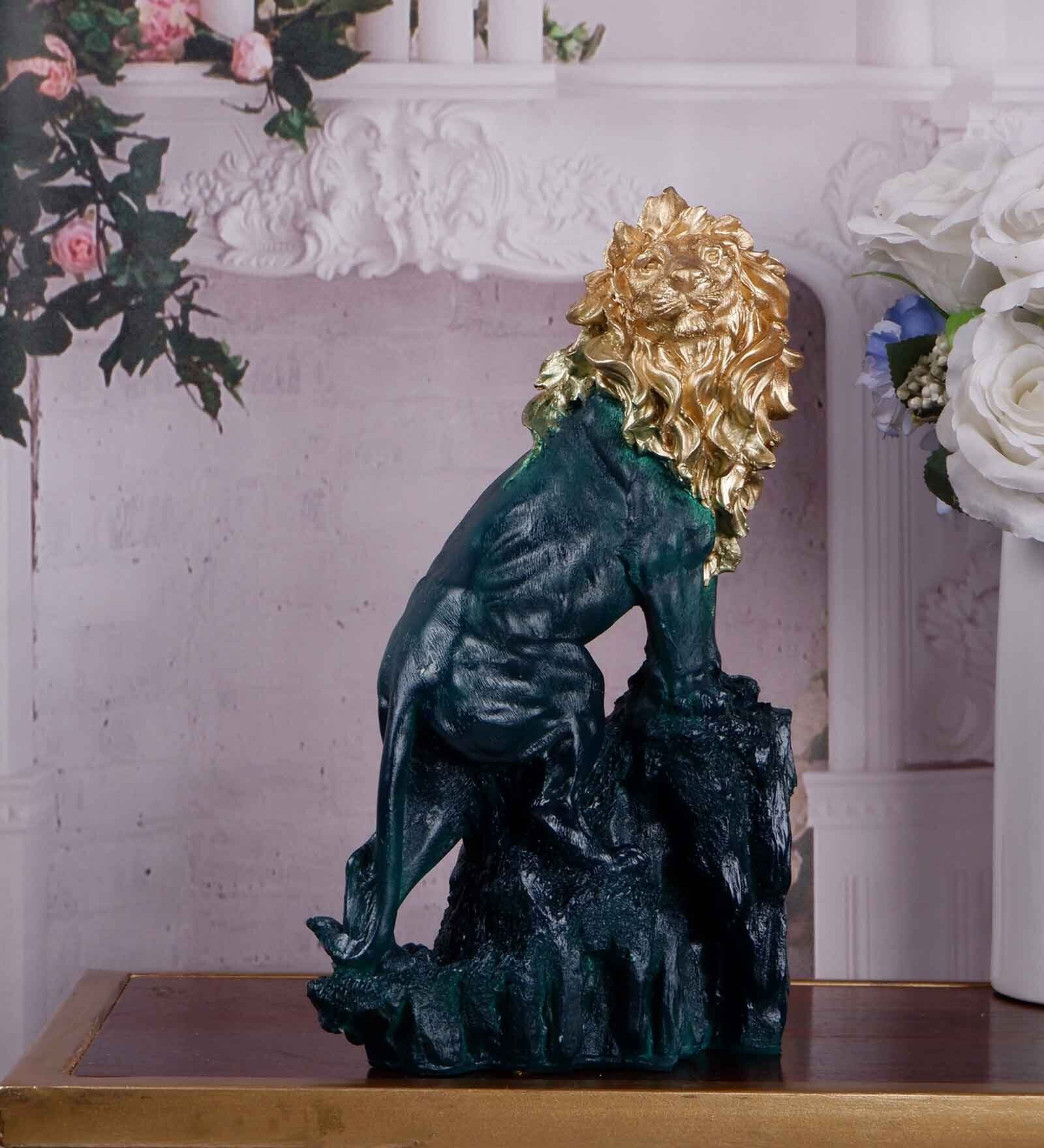 Lucero Lion Green Polyresin Figurine