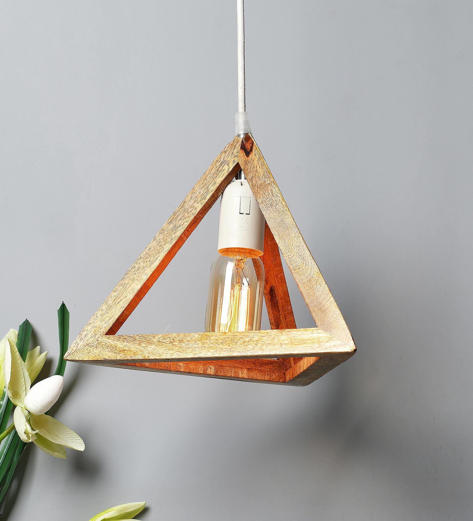 Lucia Beige Wood Hanging Light