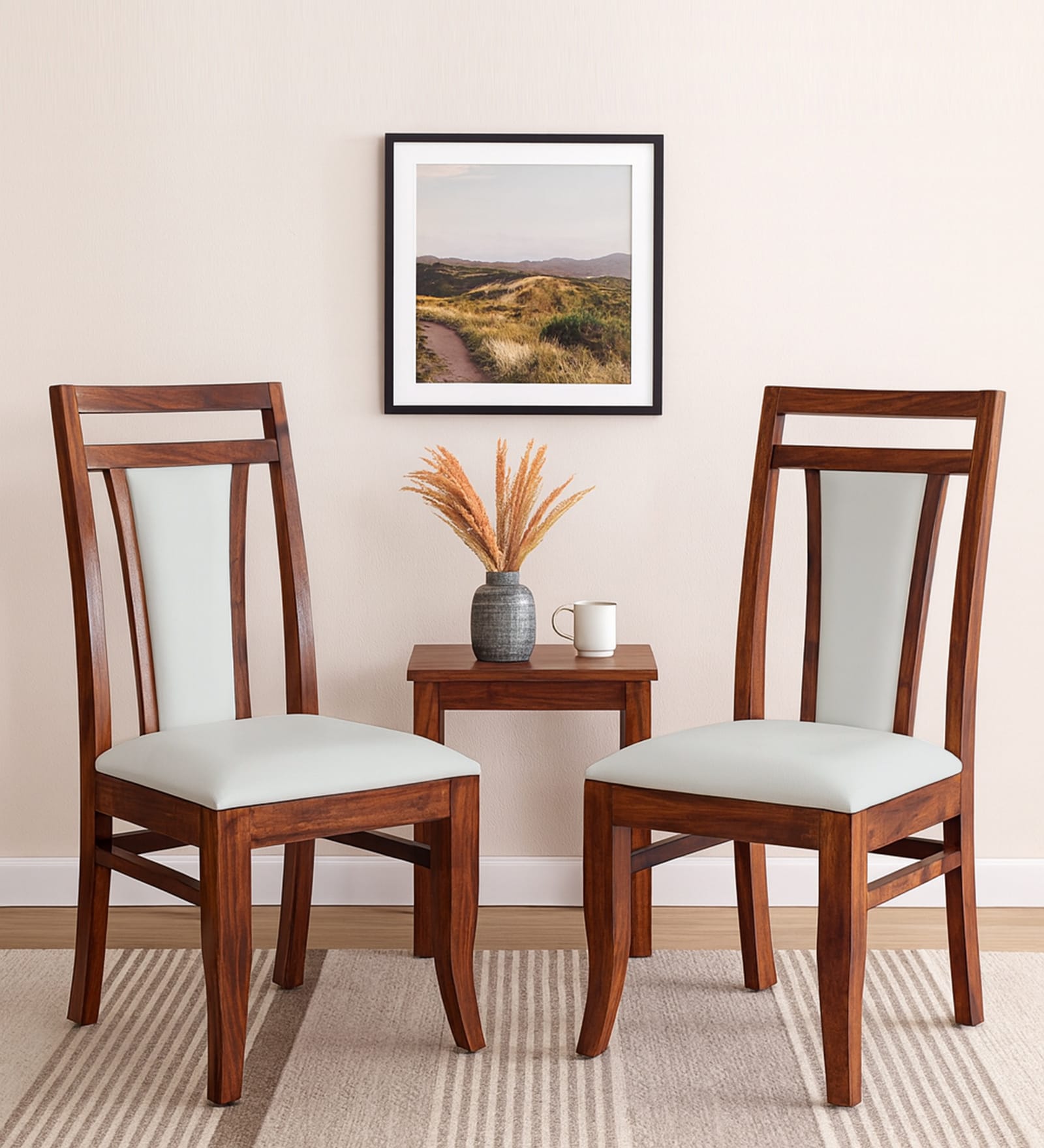 Ludberg Sheesham Wood Dining Chairs in Provincial Teak Finish (Set Of 2)