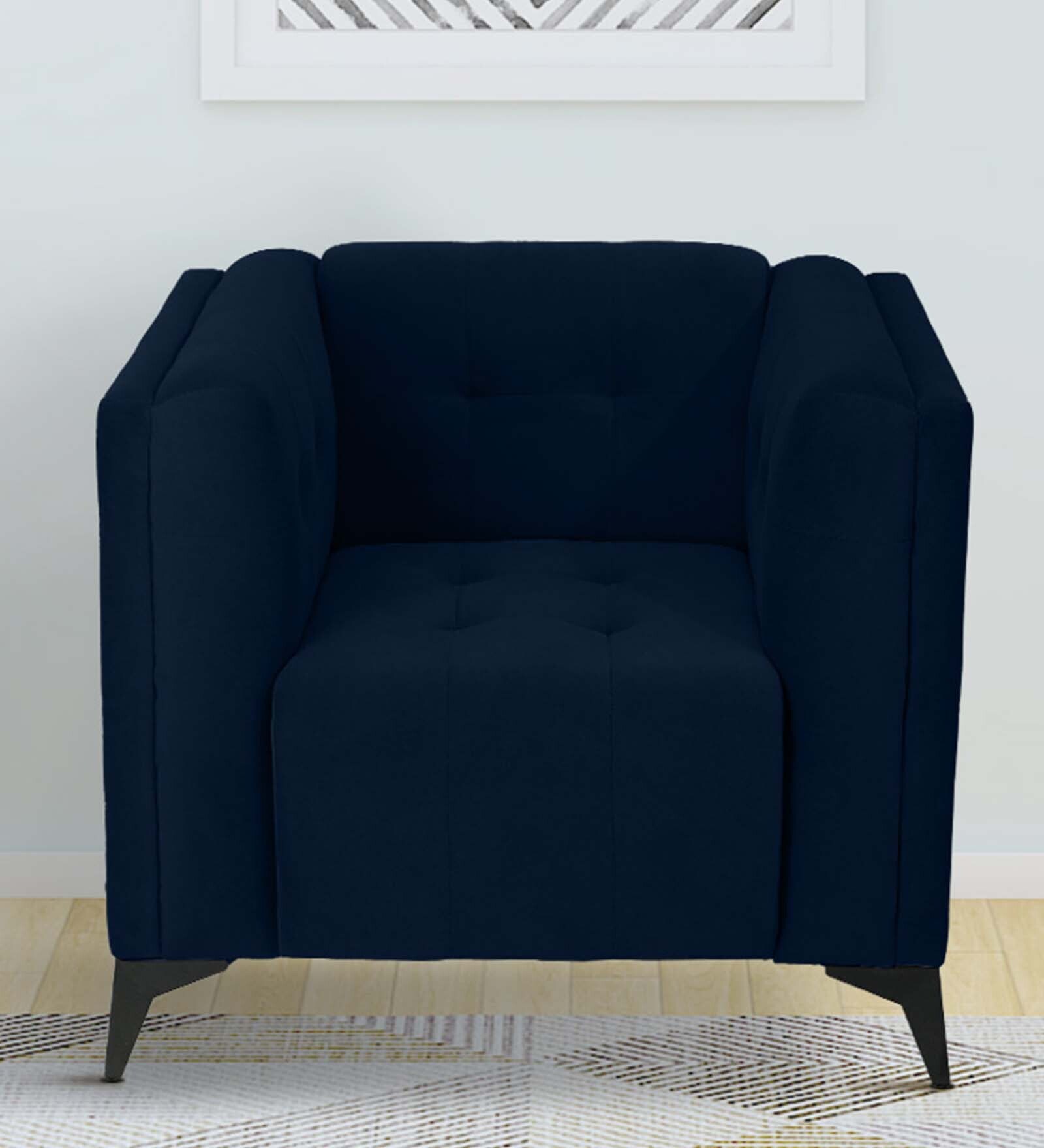 Ludwing Velvet 1 Seater Sofa In Blue Colour