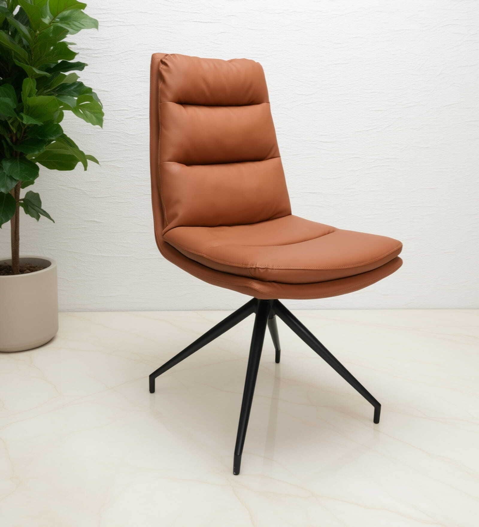Lue Chair With Metal Base In Brown Colour Lue Chair With Metal Base In Brown Colour