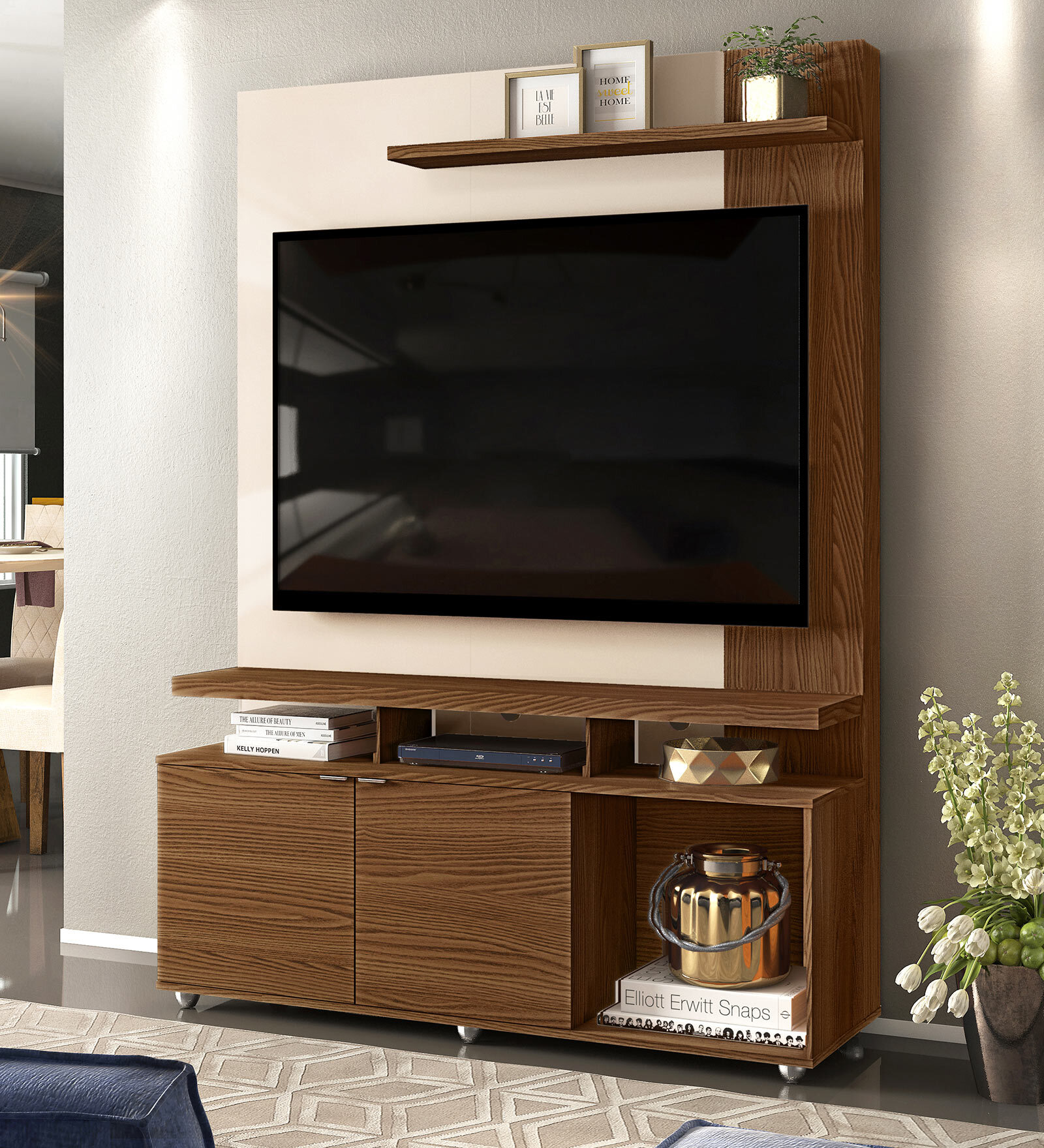 Lugo TV Unit in Marroquim & Off White Finish for TVs up to 55"