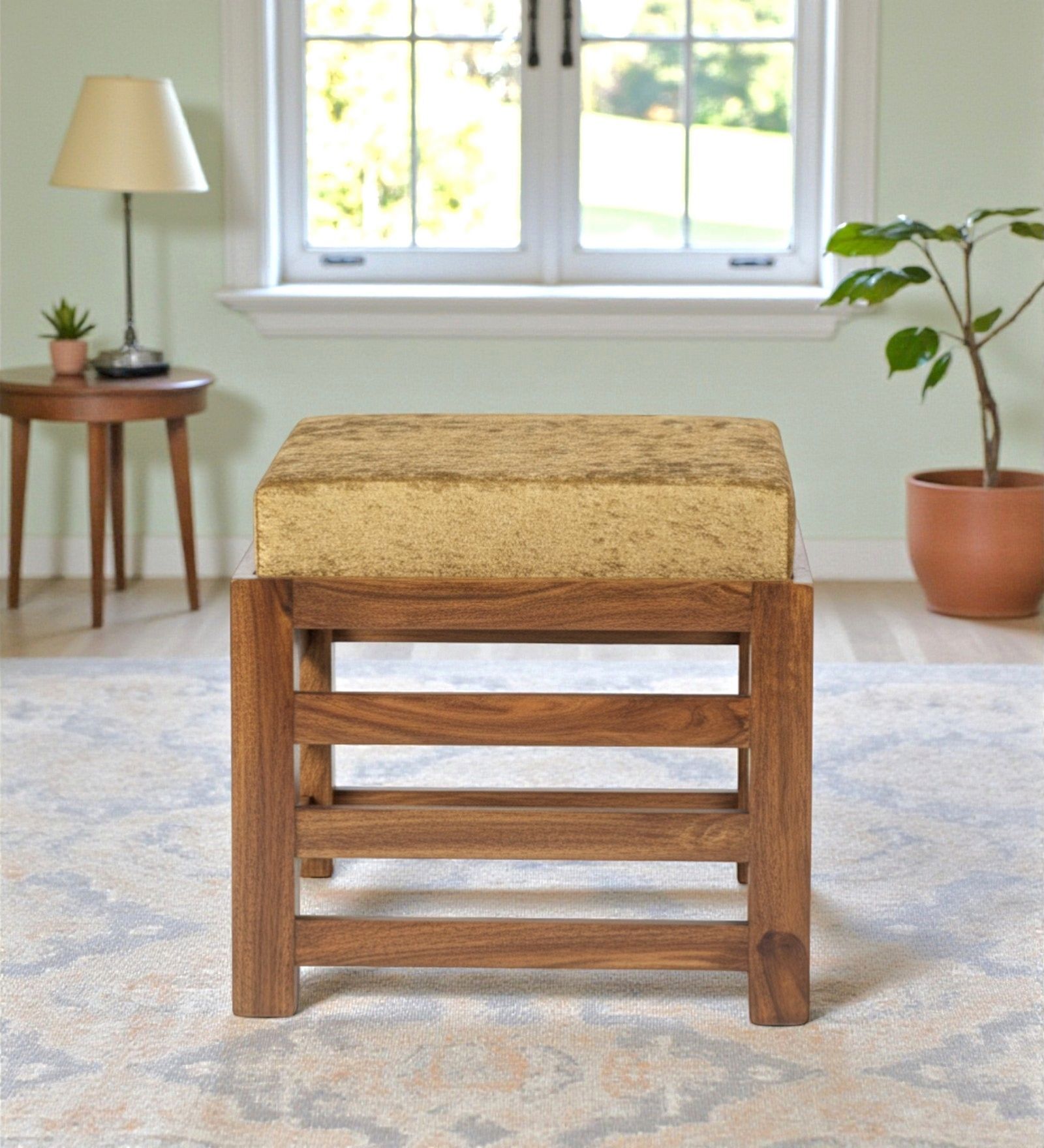 Luis Seating Stools in Velvet Green Colour