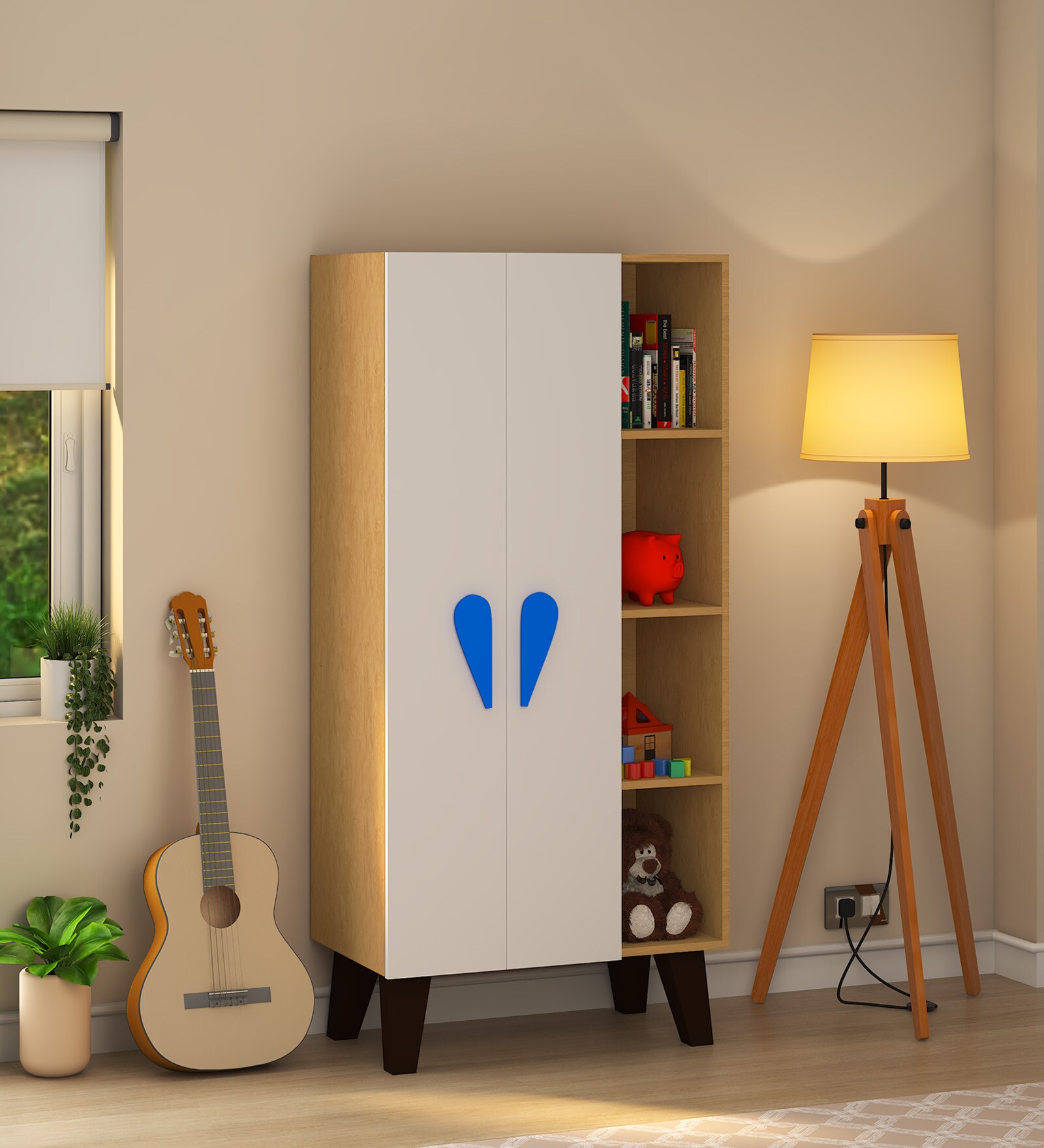 Lullaby 2 Door Birch Wood Wardrobe in Natural Finish Lullaby 2 Door Birch Wood Wardrobe in Natural Finish