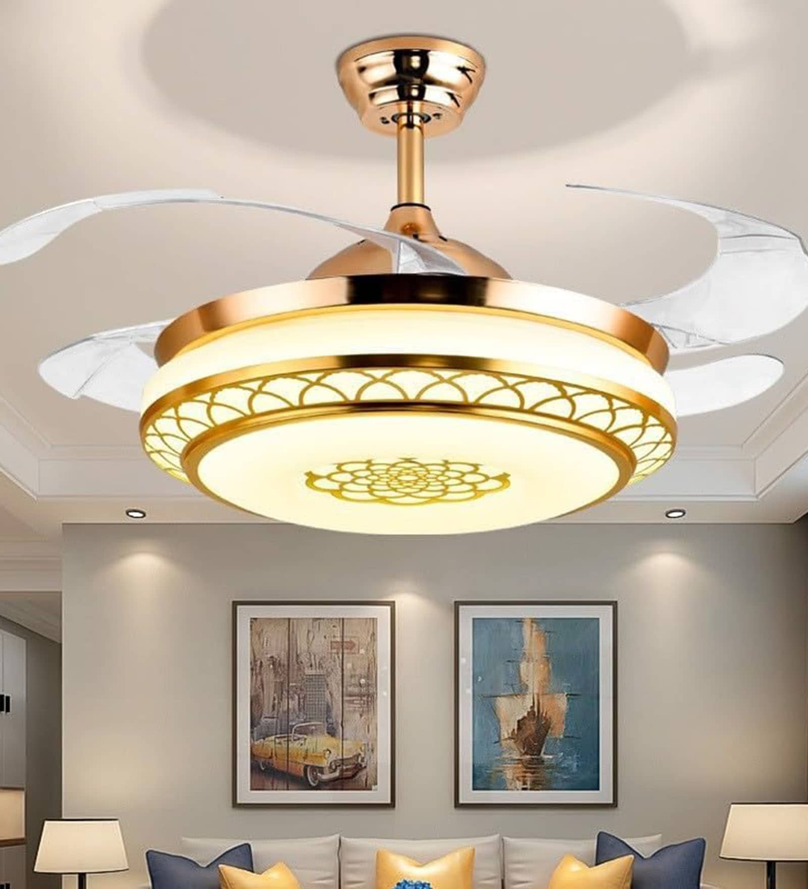 Lumi Smart Fan French Gold Metal + Acrylic , Google & Alexa Remote & App Control