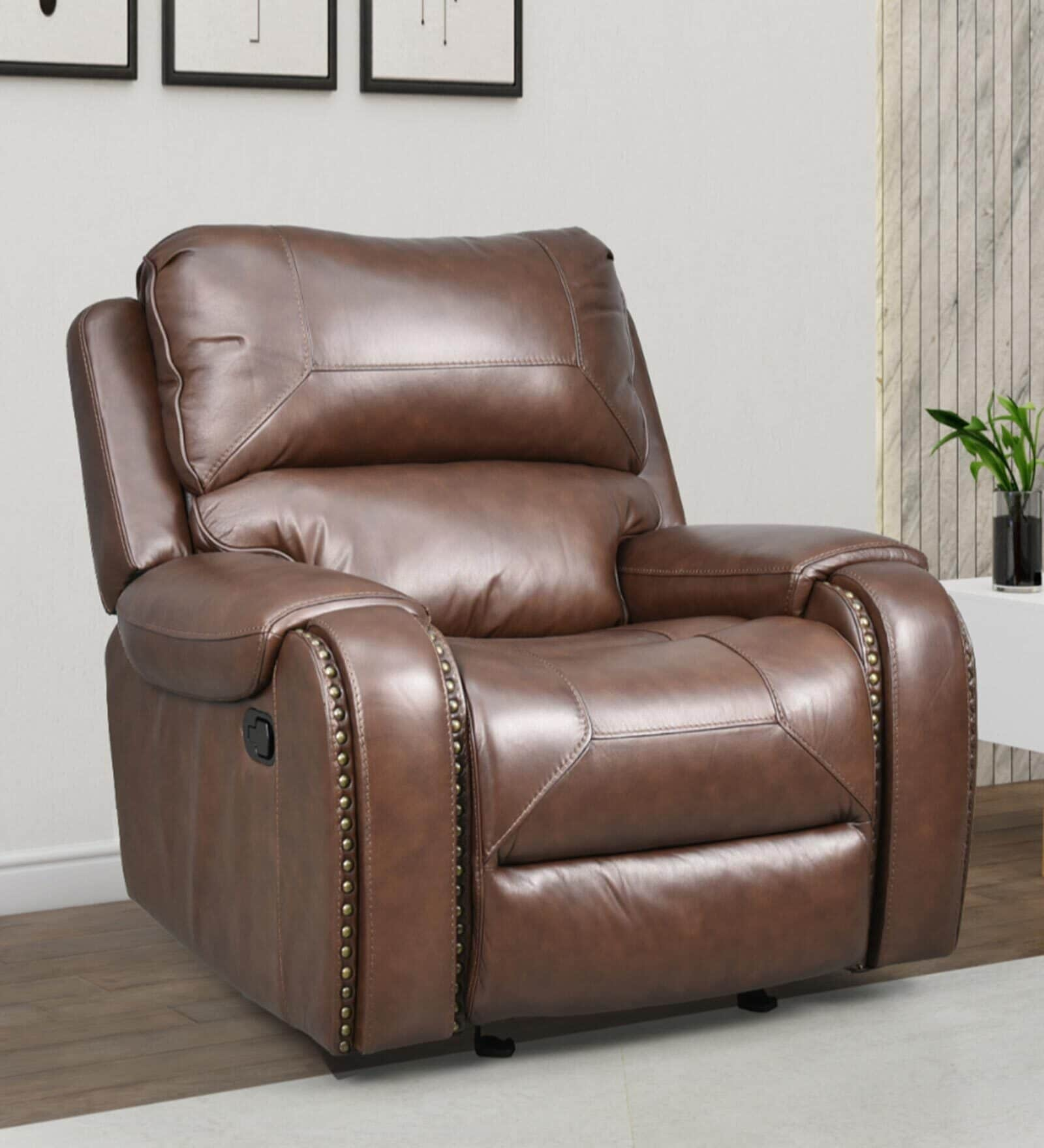 Buy Ny Leather 1 Seater Manual Recliner In Brown Colour At 60 Off By Royaloak Pepperfry 0827