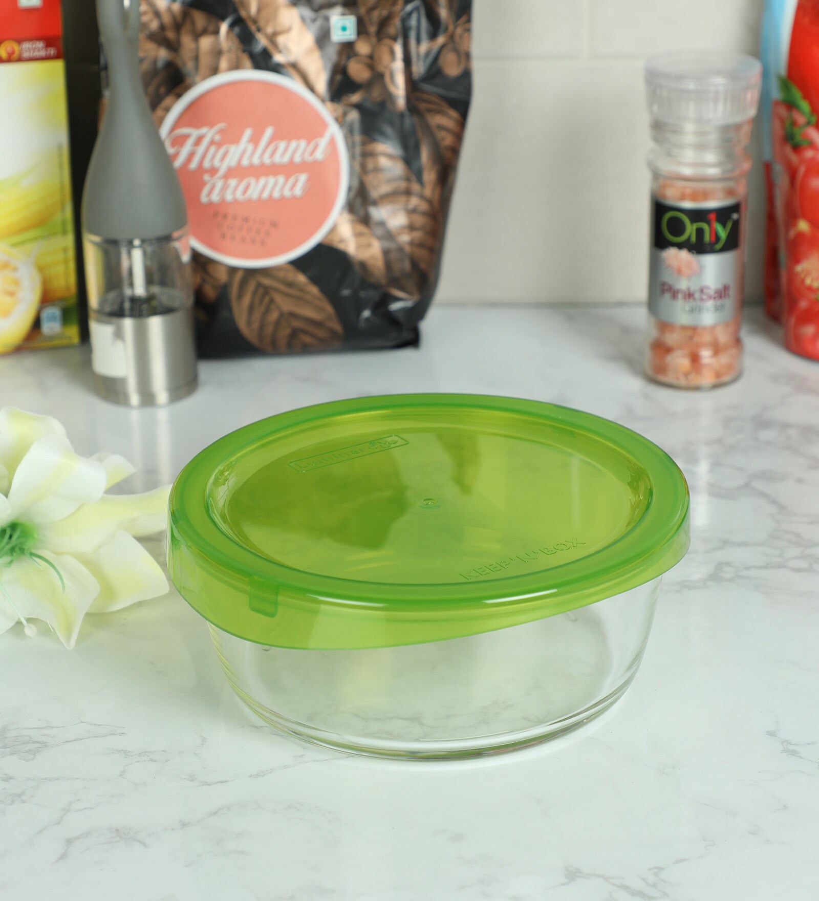 Luminarc Keep 'N' Box Green 880 Ml Bowl- Set of 2