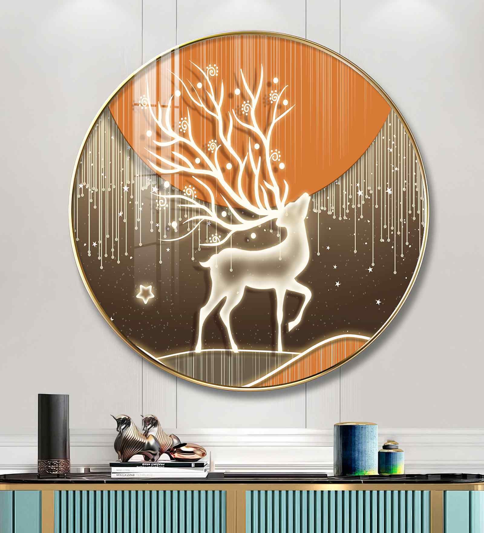Luminious Deer Acrylic Round Wall Art