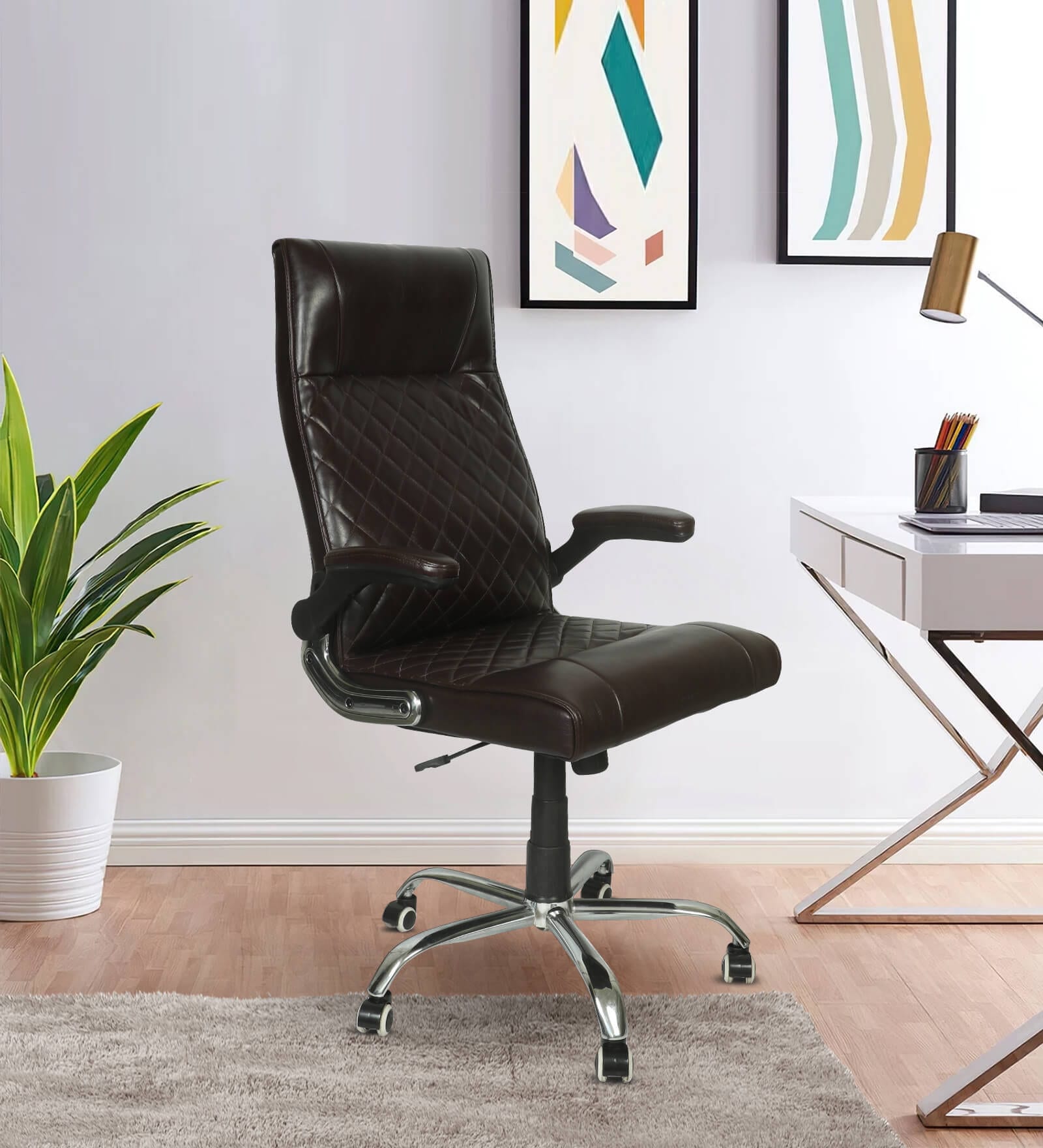 Lumino Leatherette Executive Chair in Brown Colour Lumino Leatherette Executive Chair in Brown Colour