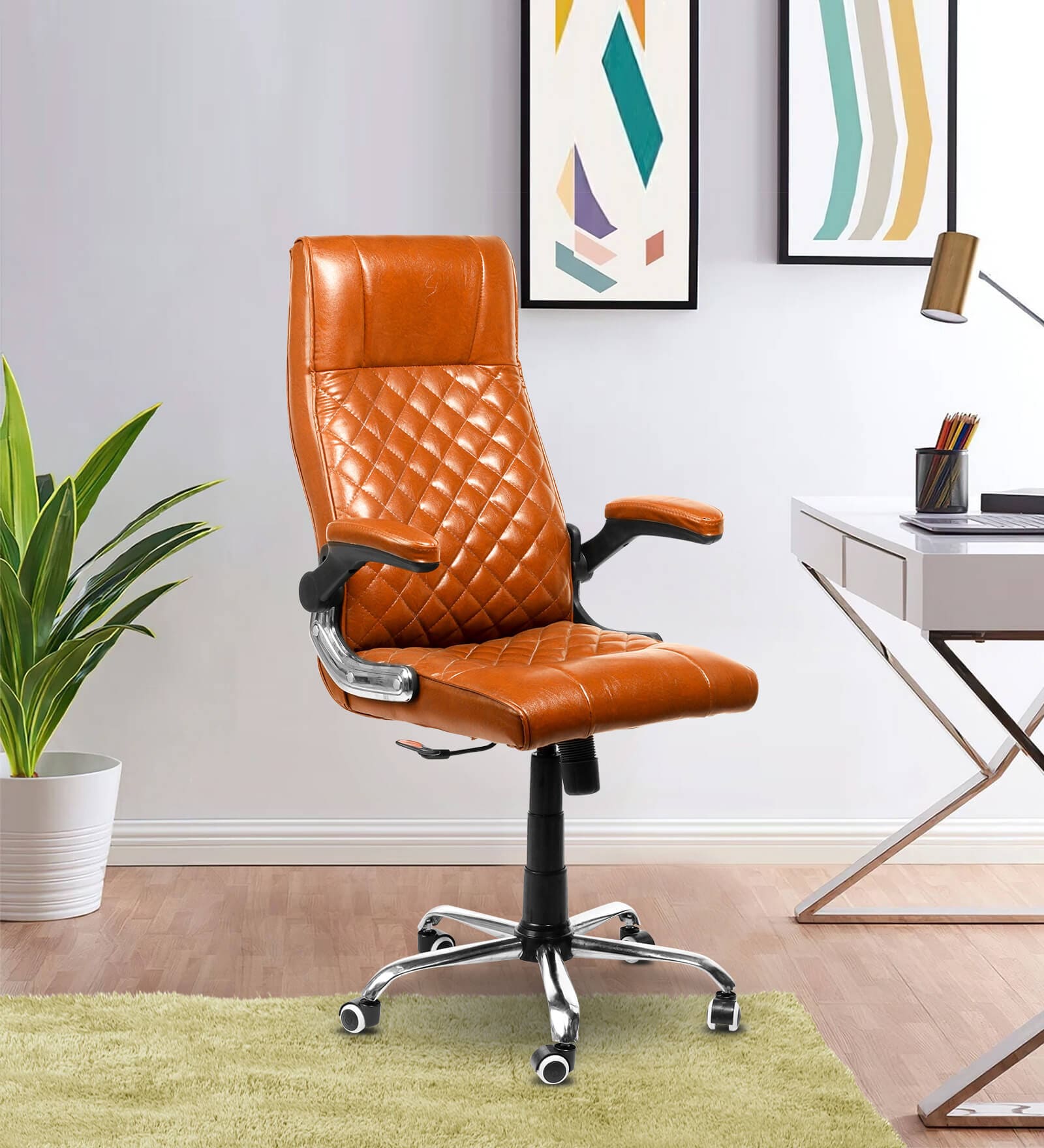 Lumino Leatherette Executive Chair in Tan Colour Lumino Leatherette Executive Chair in Tan Colour