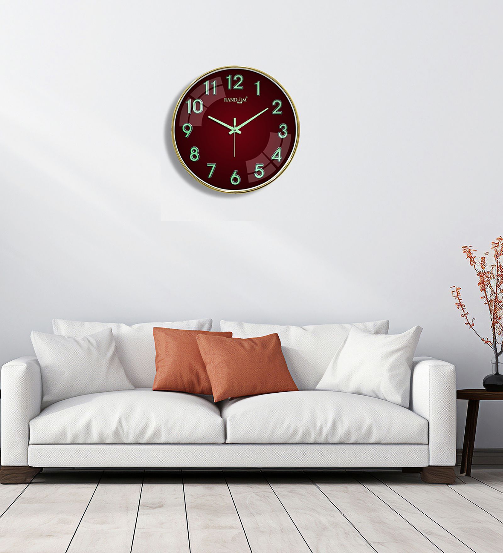 Gold Luminous Wall Clock With 3D Radium Numbers (13 Inch)