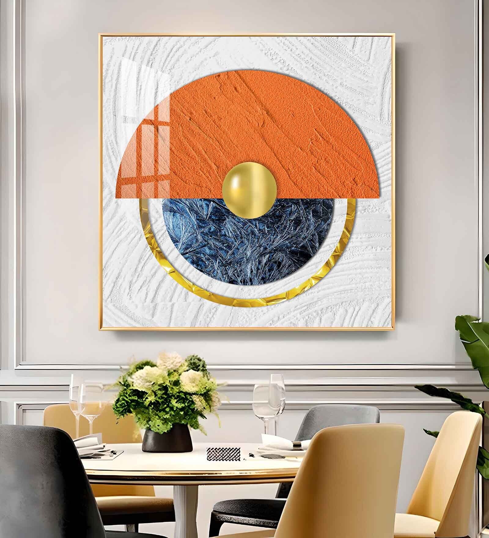 Luminous Wave Glass Finish Square Wall Art