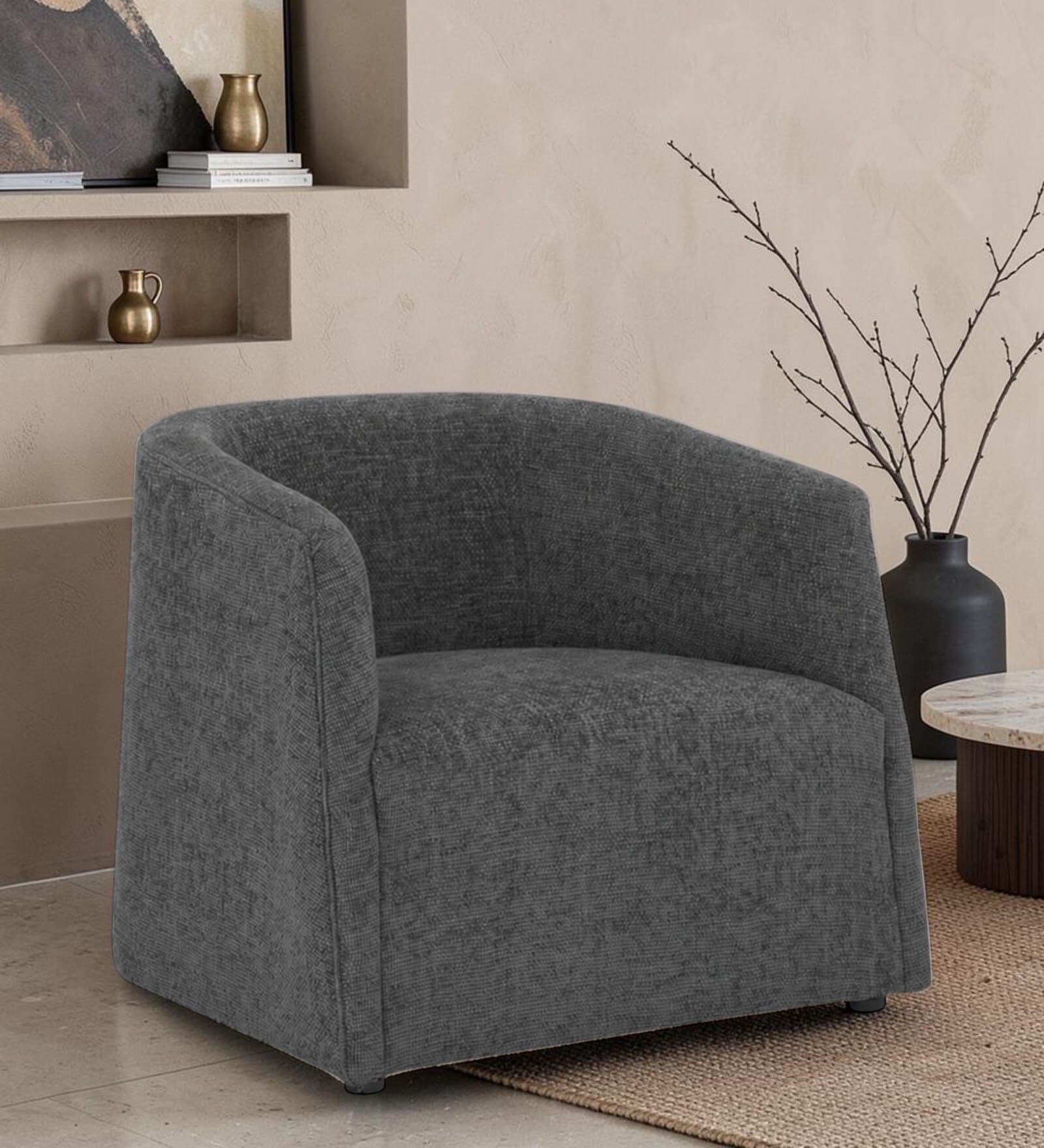 Luna Barrel Lounge Chair In Grey Color Luna Barrel Lounge Chair In Grey Color
