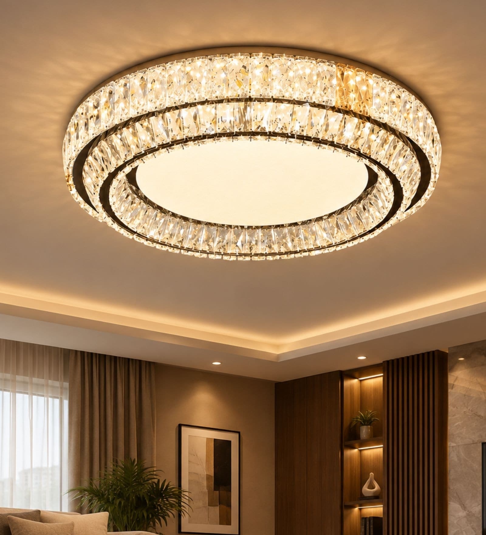 Luna Crystal Ring LED Ceiling Light   60 cm Diameter