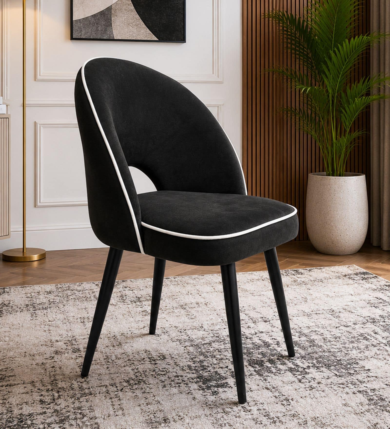 Luna Curve Accent Chair In Dark Grey Colour