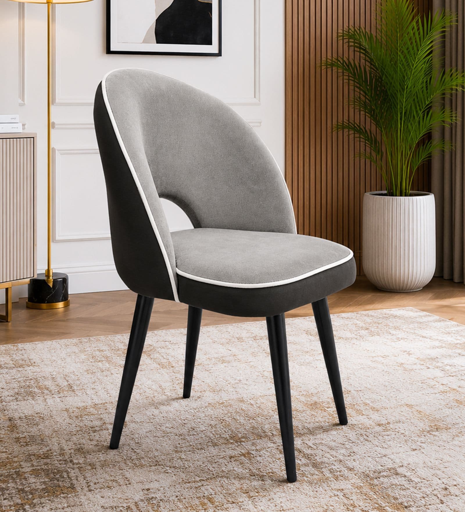 Luna Curve Accent Chair In Light Grey Colour