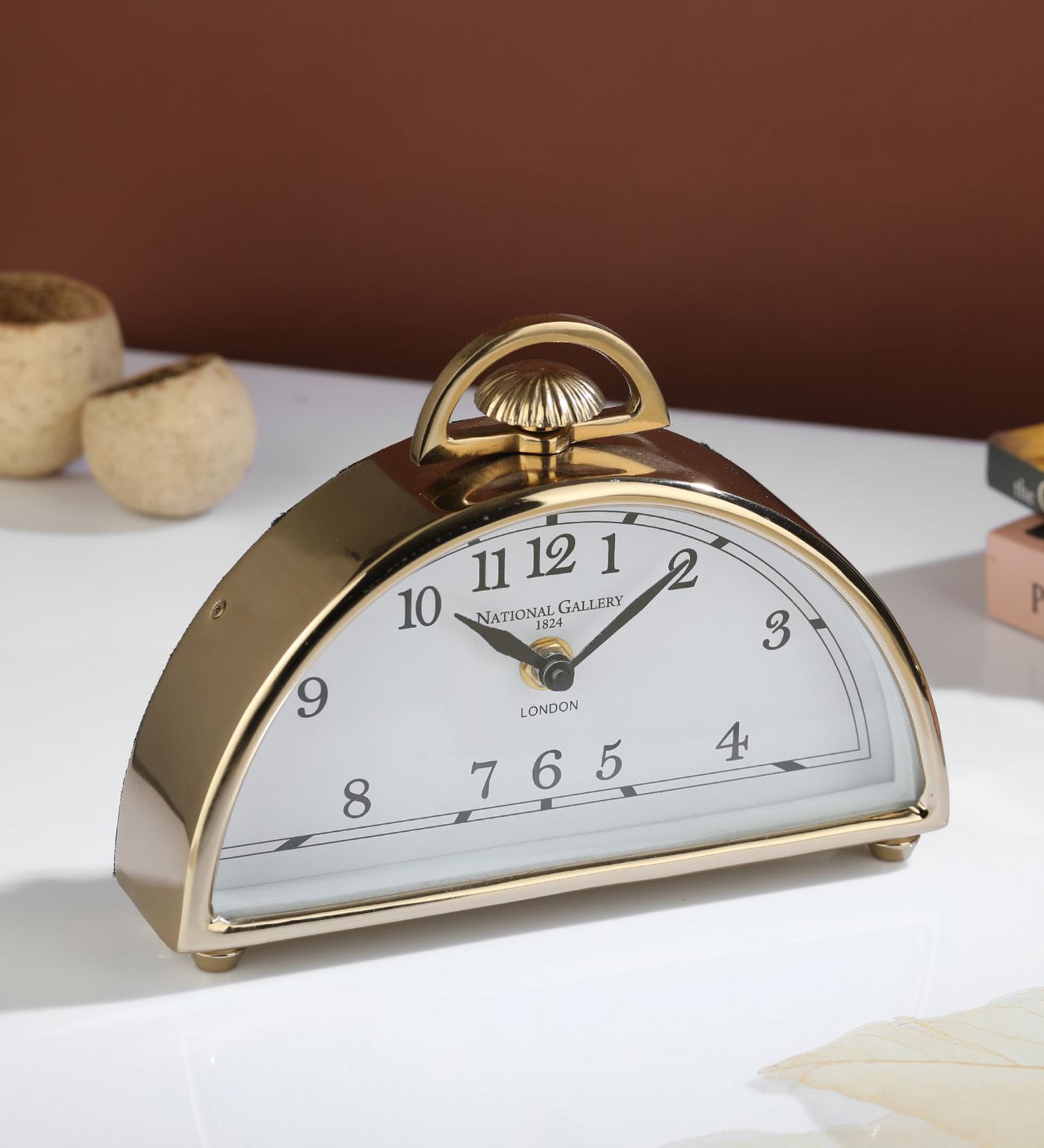 Luna Gold Aluminium Table Clock