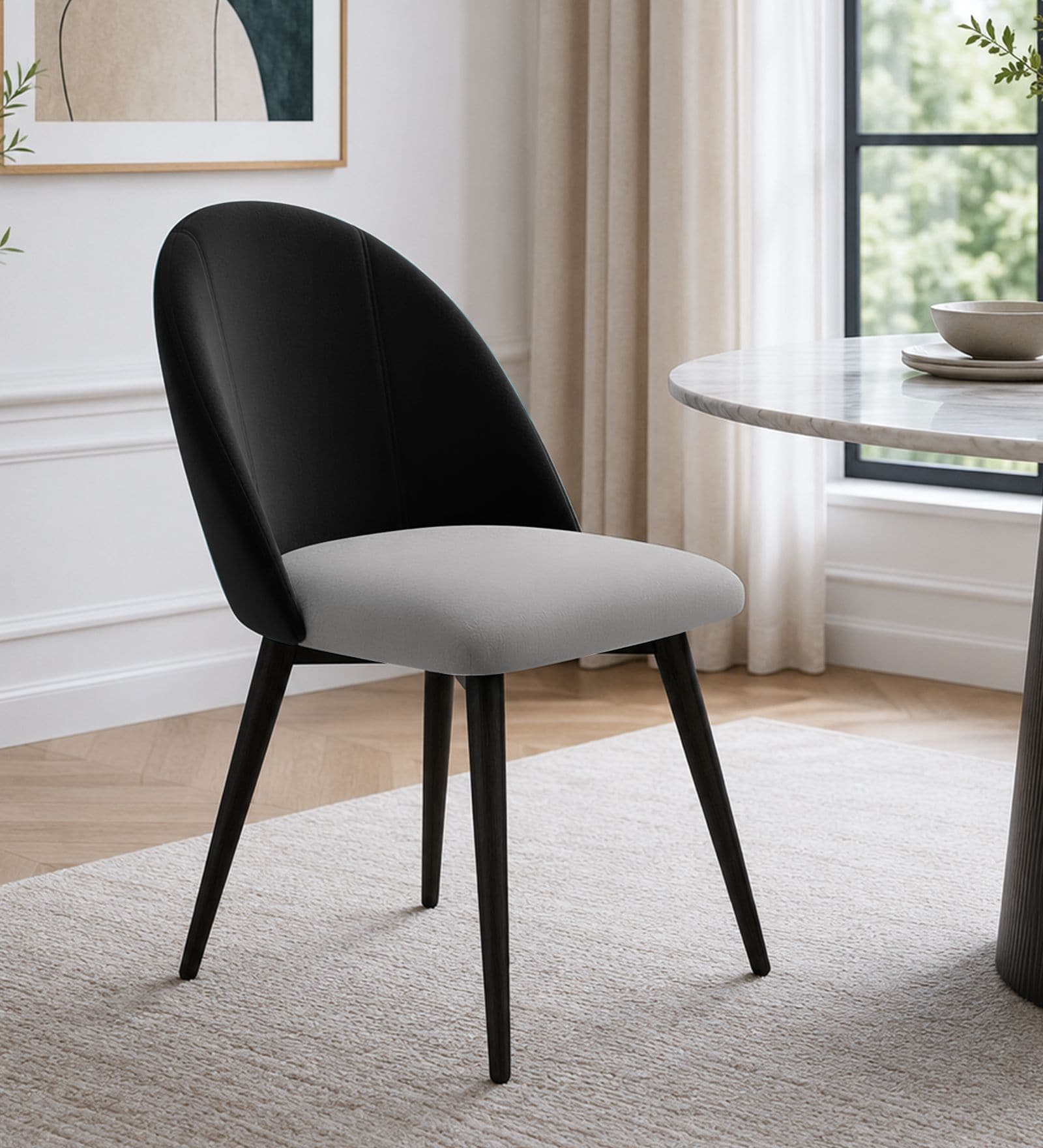 Luna Luxe Dining Chair In Dark Grey Colour