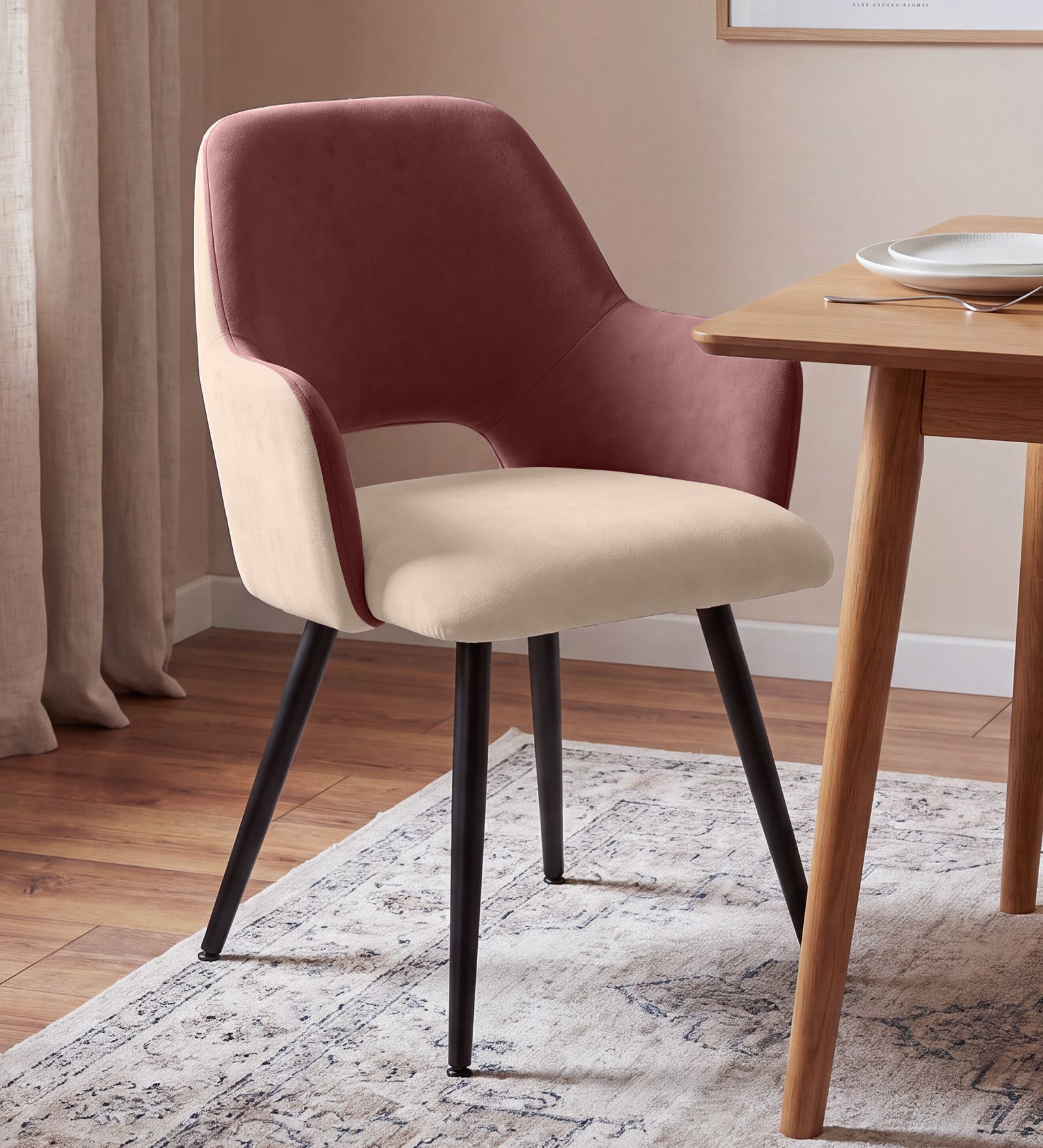 Luna Luxe Dining Chair In Pink Colour