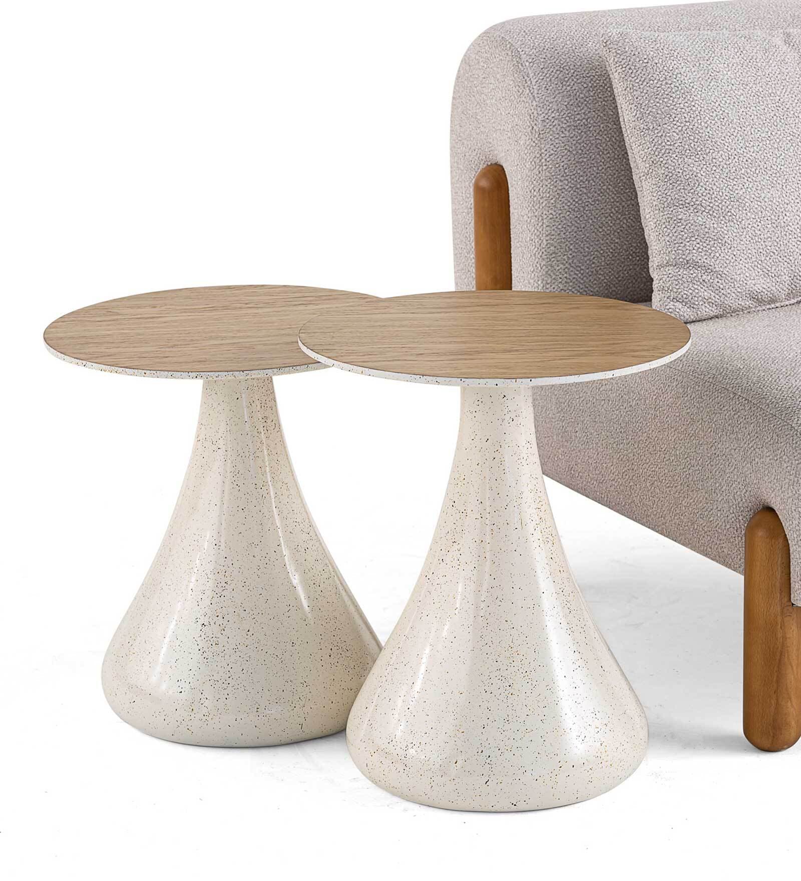 Luna End Table Set in Brown Matte Finish