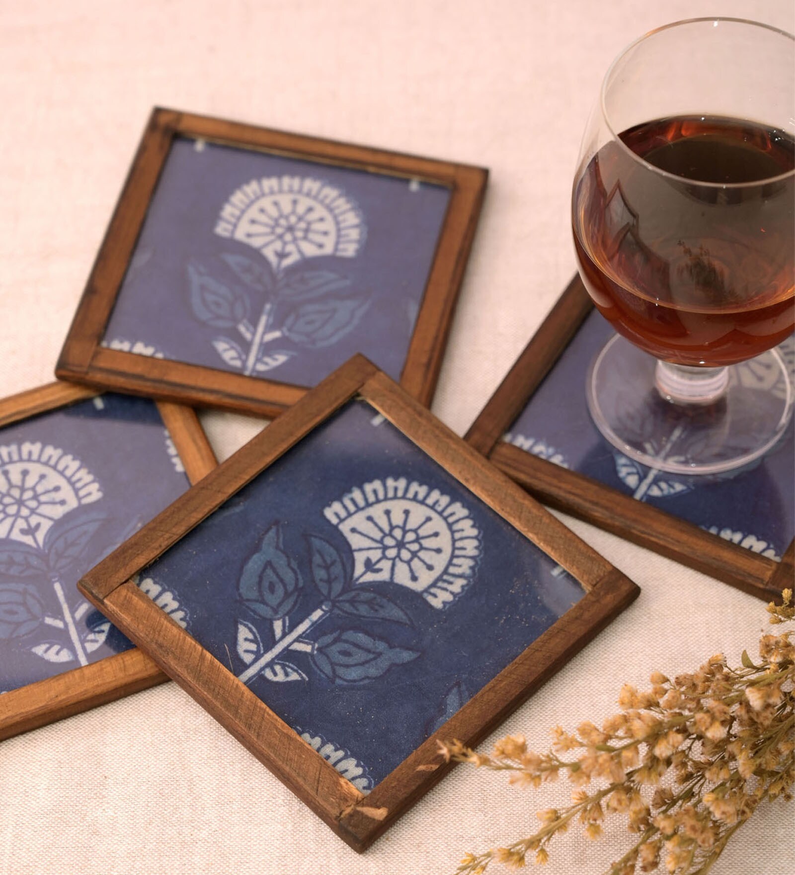 Lunar Blue  Cotton 4 Pcs Coasters