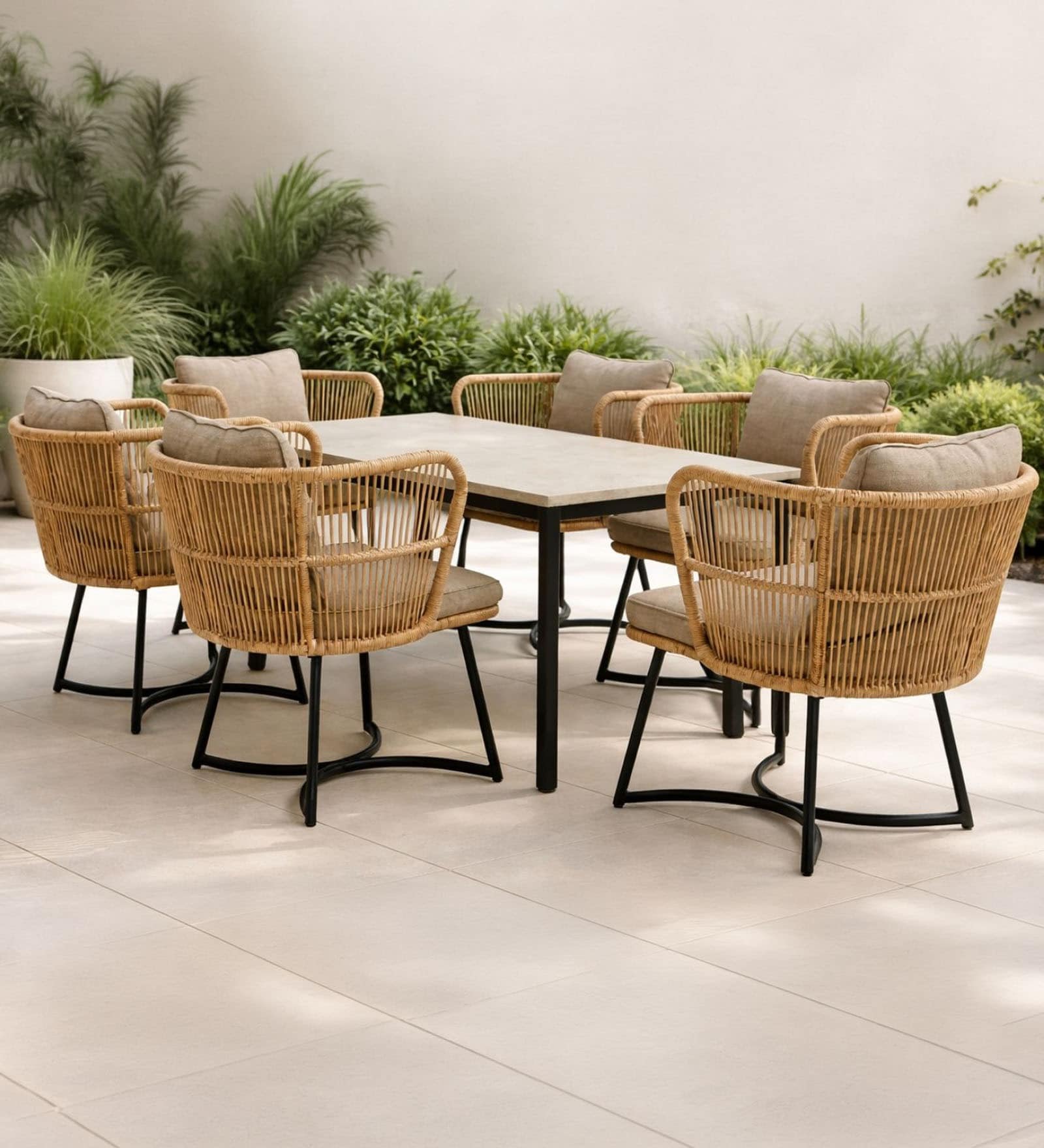 Lunar Wicker 4 Seater Dining Set In Dimgrey Finish