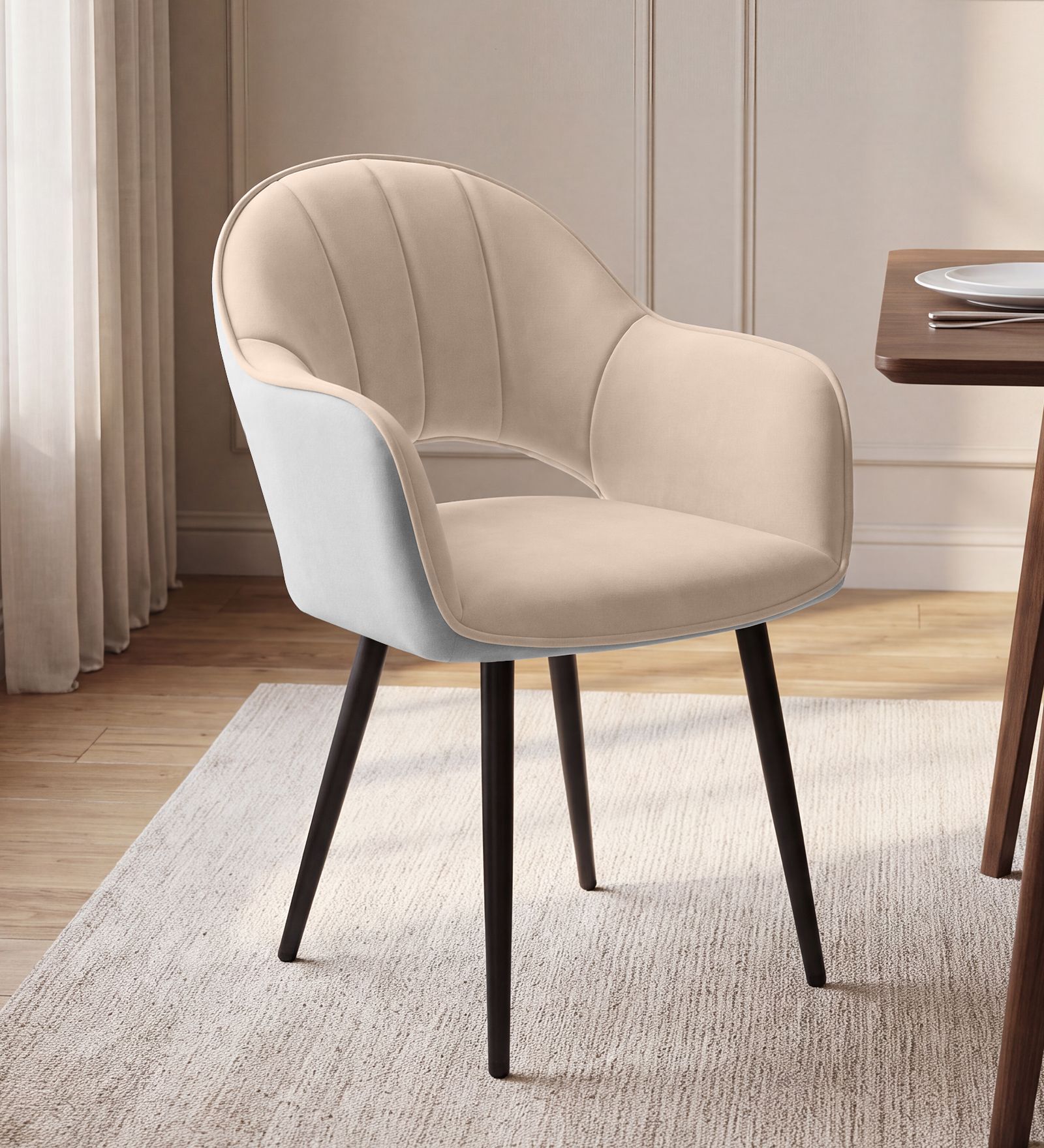 Lunara Premium Armchair In Beige And Light Grey Colour
