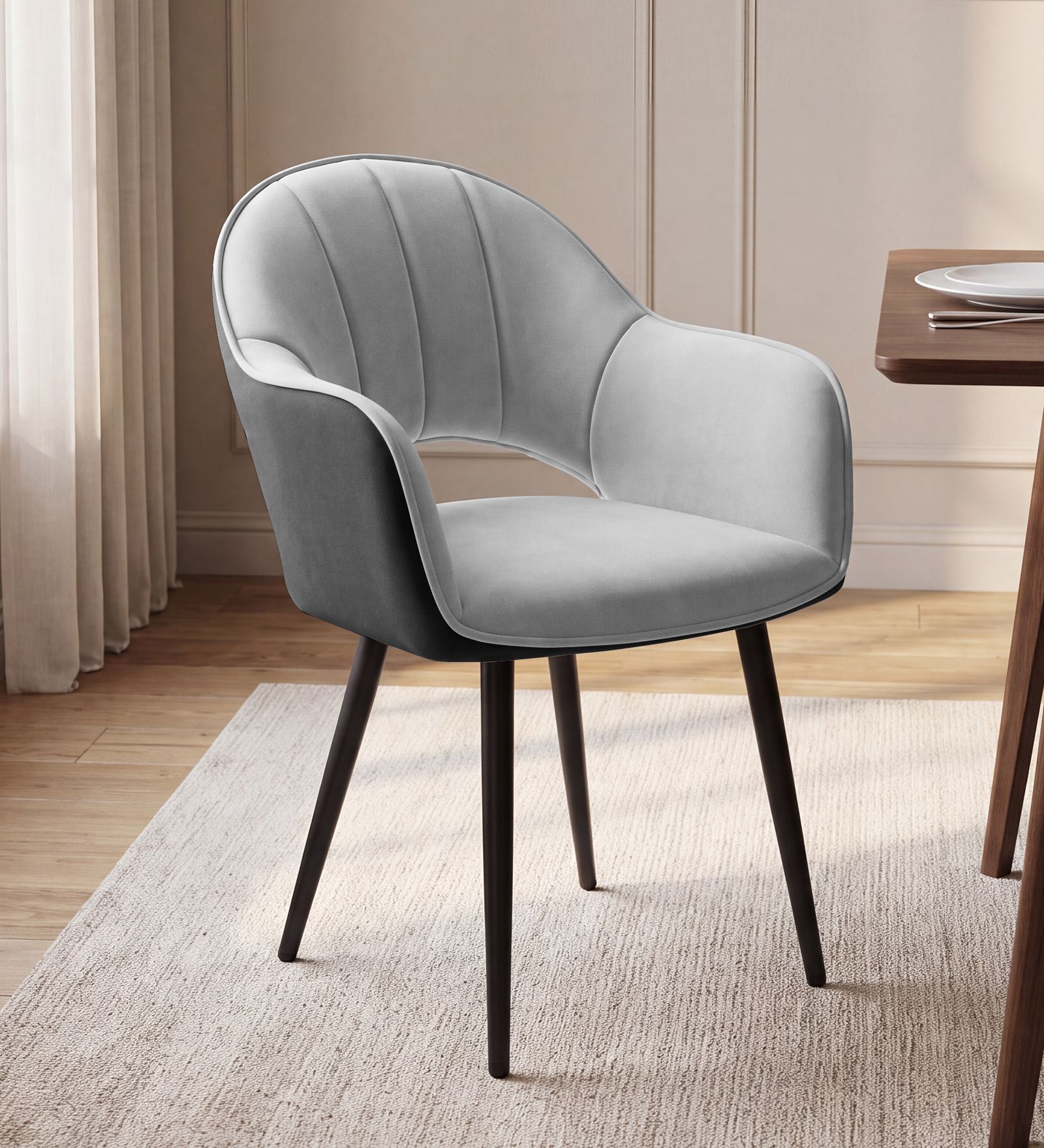 Lunara Premium Armchair In Light Grey Colour