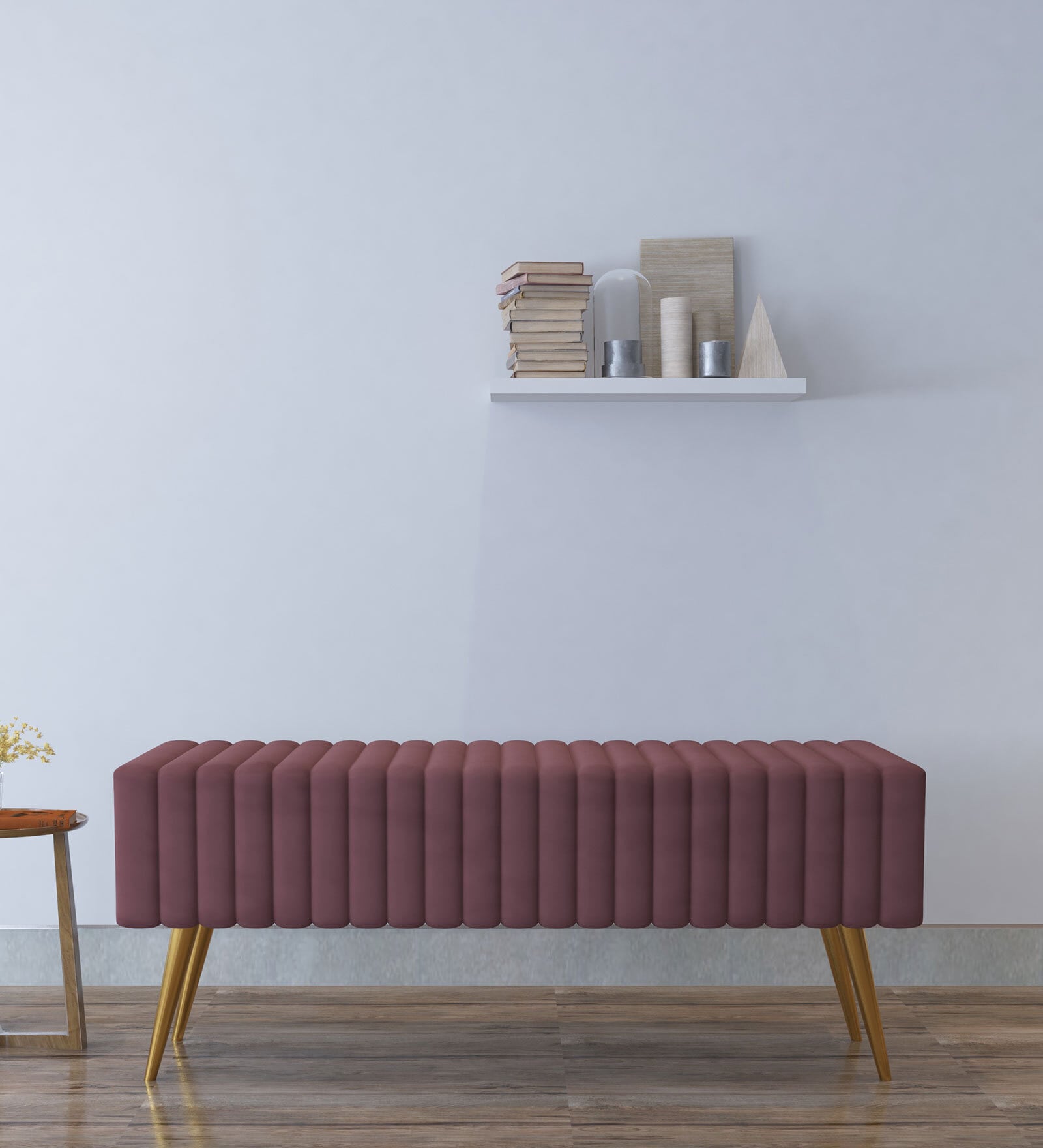 Lupita Velvet Bench In Pink Colour