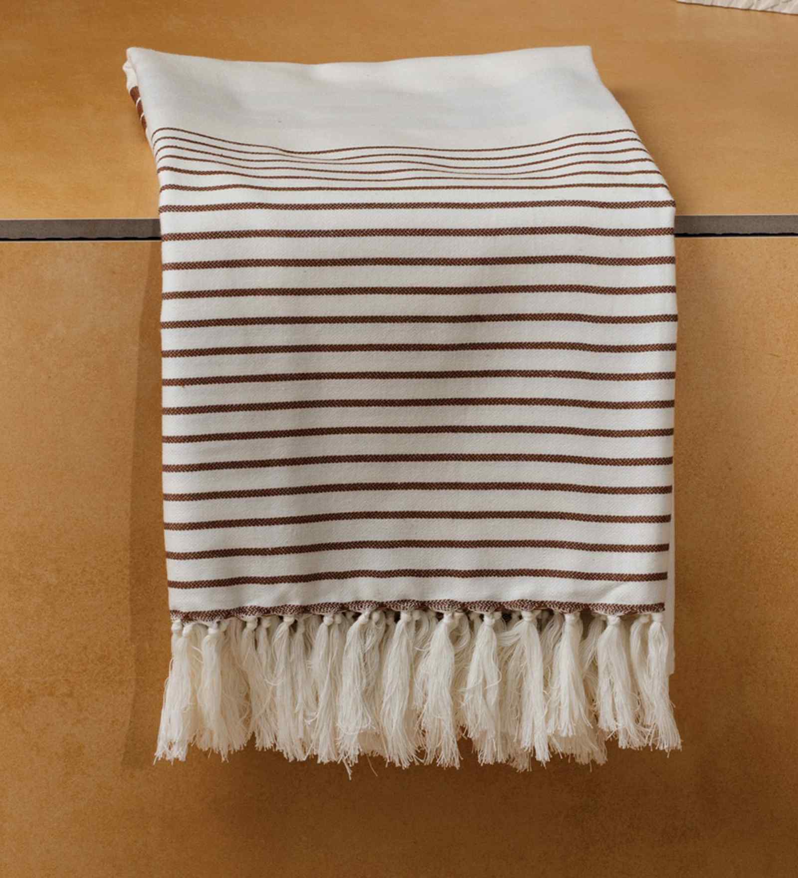 Brown Lush Mist Striped Bath Towel 75 Cm