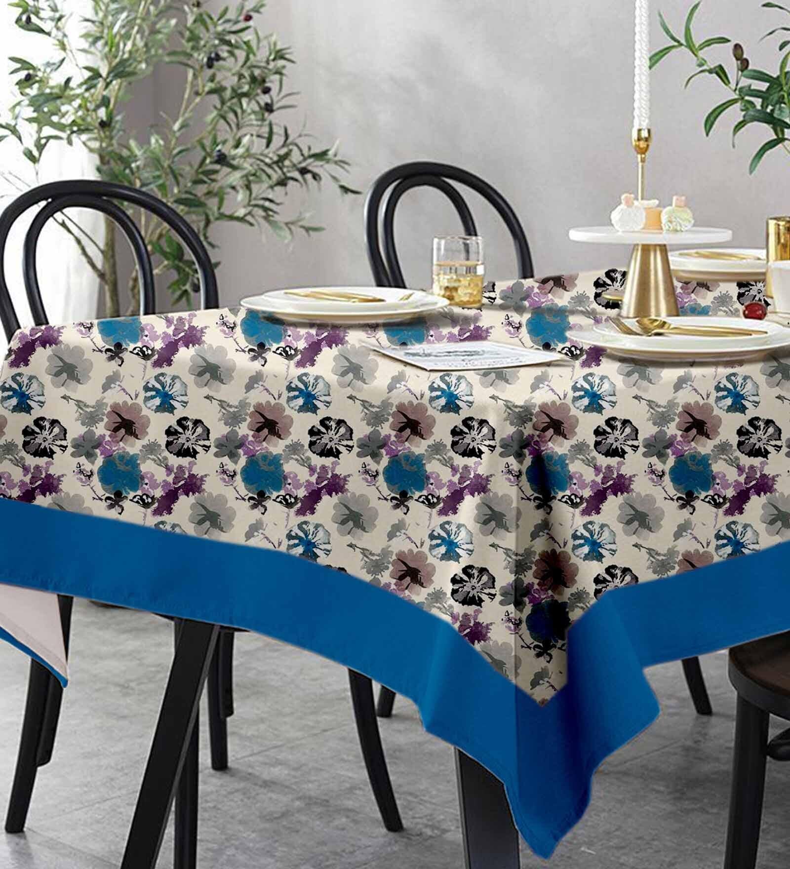 Lushomes 12 Seater Watercolor Printed Dining Table Cover Cloth Linen, table cloth, table cover, dinning table cover (Size- 120 x 70 Inches, Single Pc )