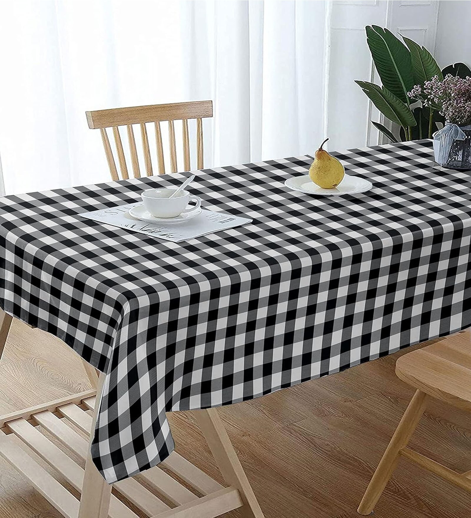 Buy Lushomes Buffalo Checks Black Plaid Dining Table Cover Cloth, table ...