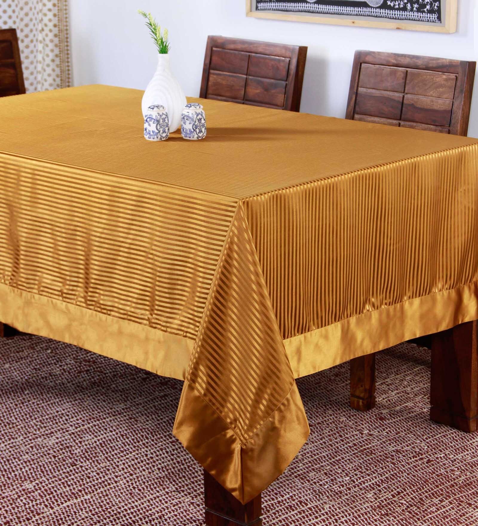 Contemporary Gold Polyester 90X60 Inch Table Cloth
