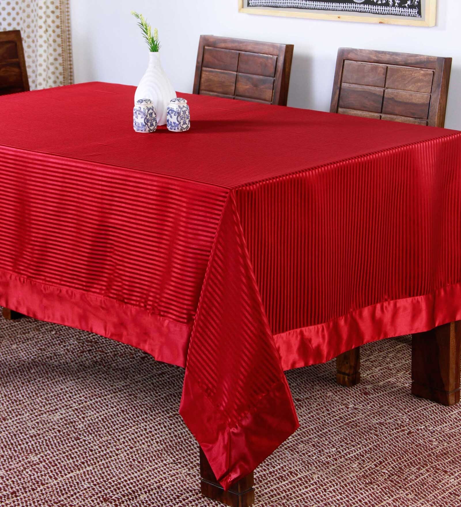 Buy Polyester Red Table Cloth by Lushomes Online Solid Table Cloths