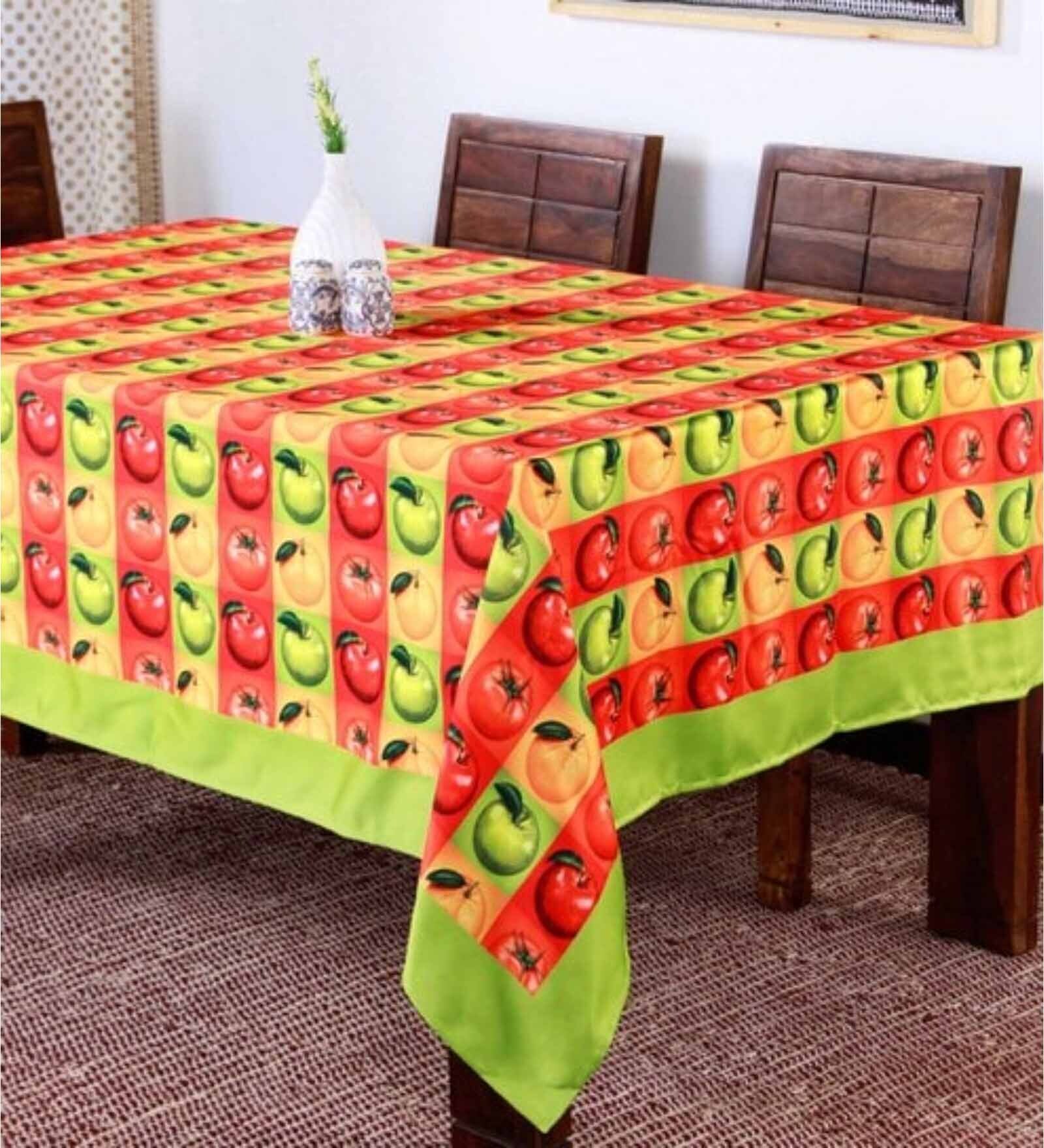 Lushomes dining table cover 6 seater, Digital Printed Green Themed Table Cover for 6 Seater, table cloth, table cover, dinning table cover, dining table cloth (60 x90 inches, Single pc)