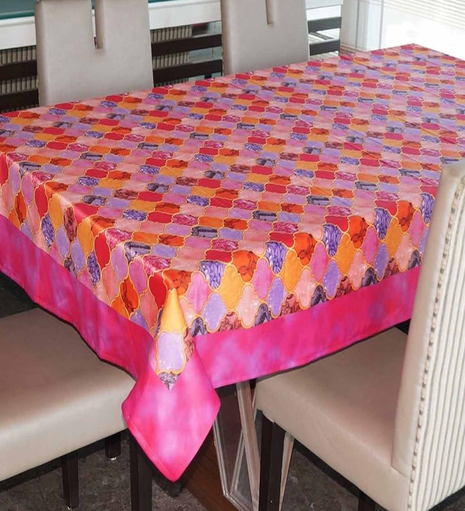 Lushomes dining table cover 6 seater, Digital Printed Pink Themed Table Cover for 6 Seater, table cloth, table cover, dinning table cover, dining table cloth (60 x90 inches, Single pc)
