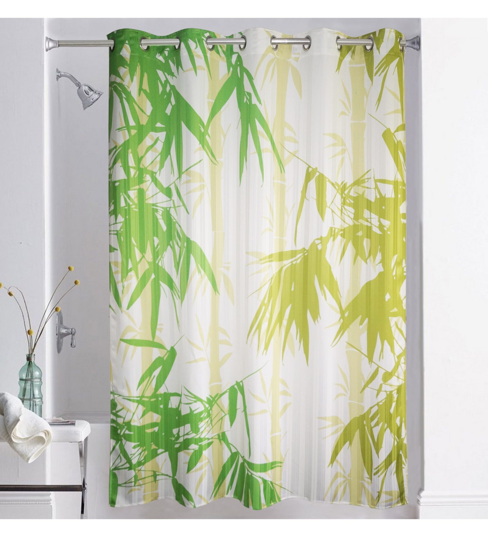 Multicolour Polyester 72 x 82 Inch Digitally Printed Bamboo Shower Curtain
