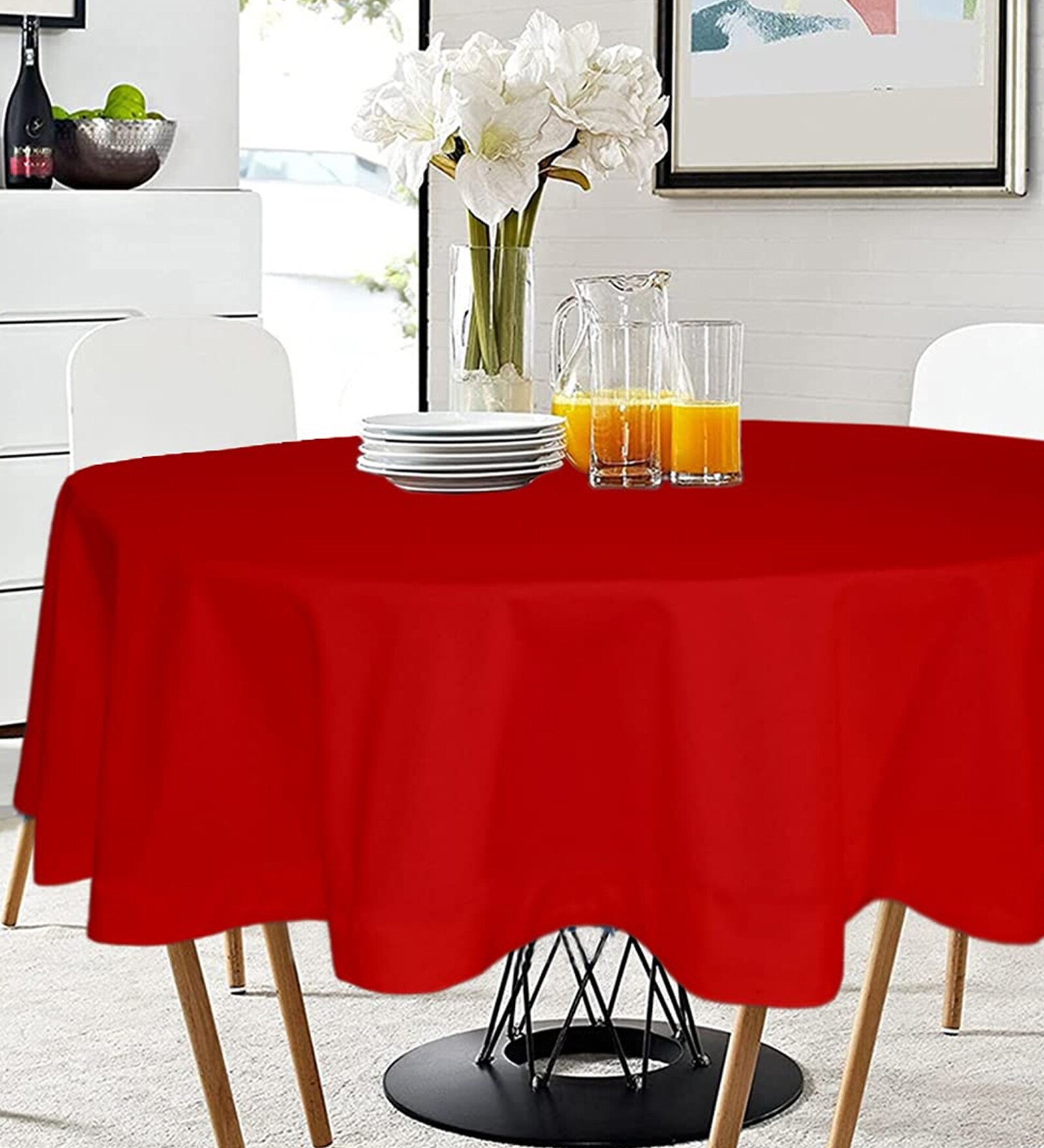 Red Cotton (40 Inch) 2 Seater Table Cloth Red Cotton (40 Inch) 2 Seater Table Cloth