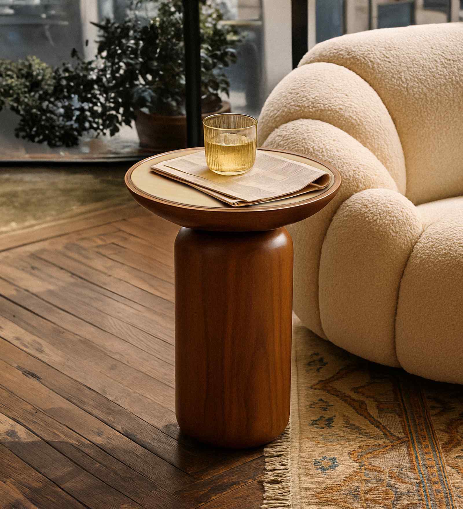 Lusso Marble Side Table In Ipiano Finish