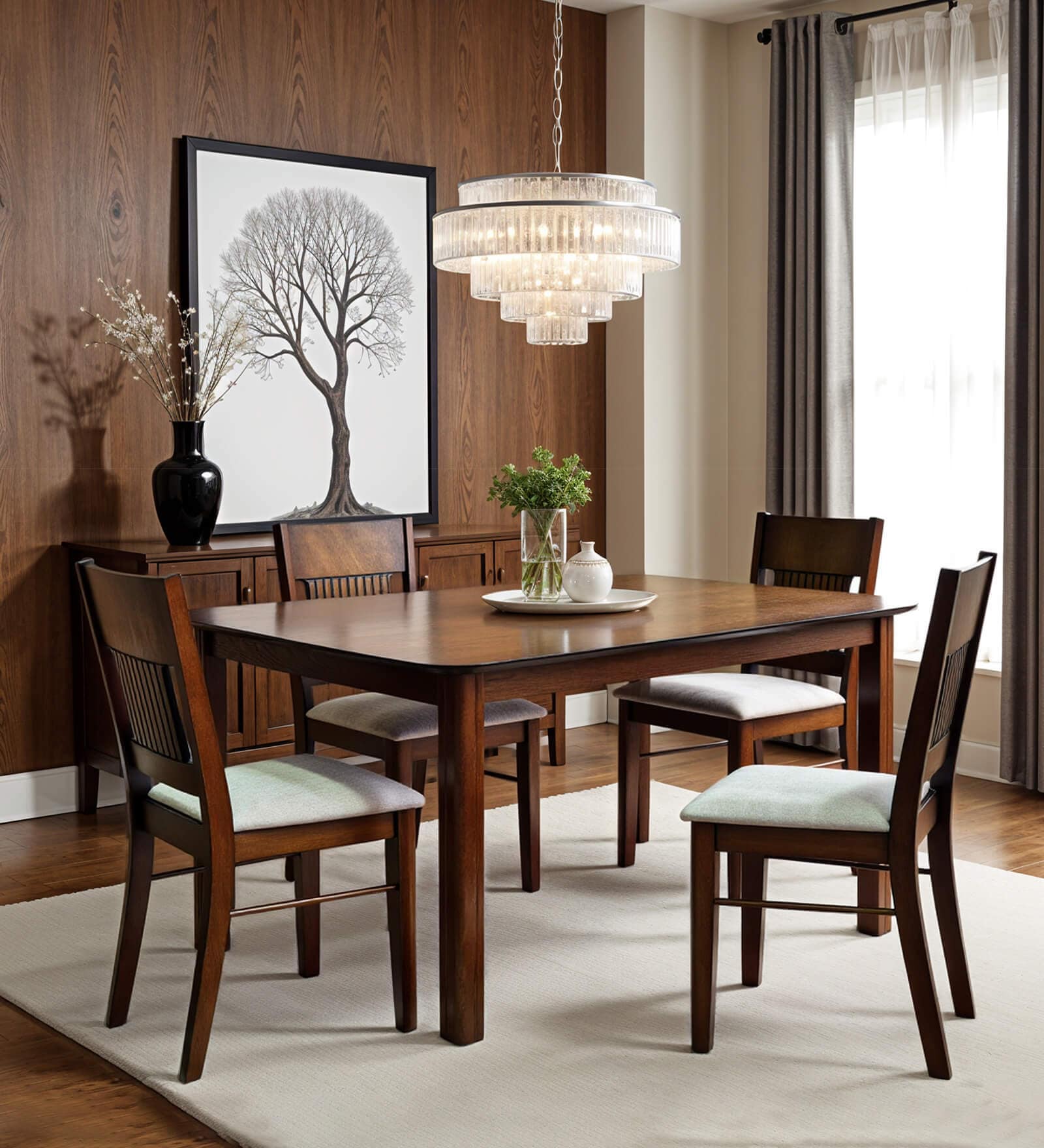 Luster 4 Seater Dining Set In Natural Finish