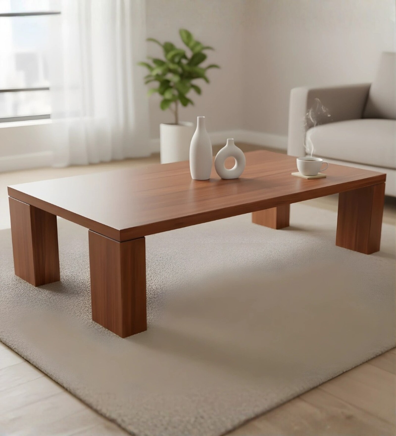 Lustre Teak Wood Centre Table In Teak Finish