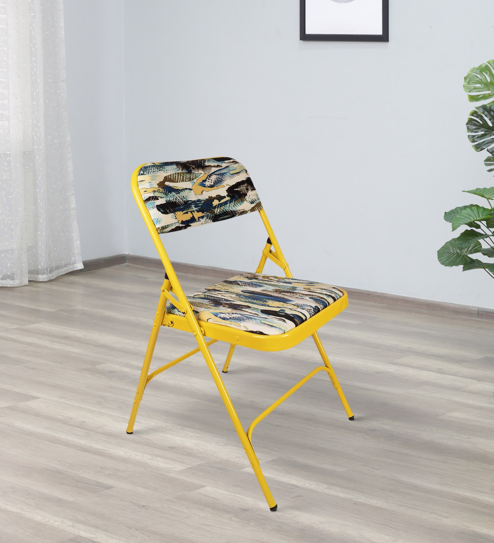 Lux Metal Folding Chair in Yellow Colour