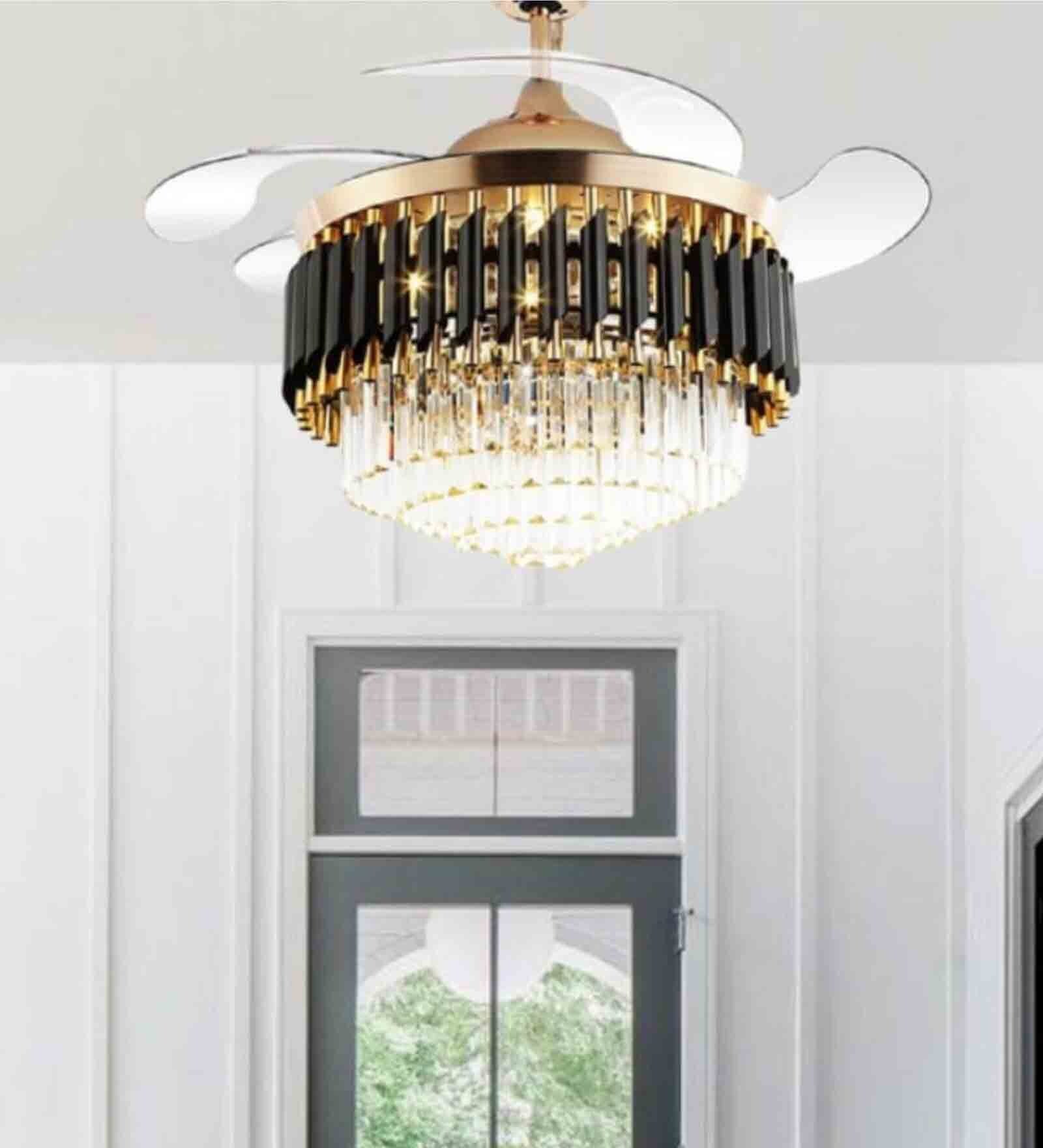 LUXAIRE LUX SLR0003 Black and Gold Motor Chandelier Fan with Remote