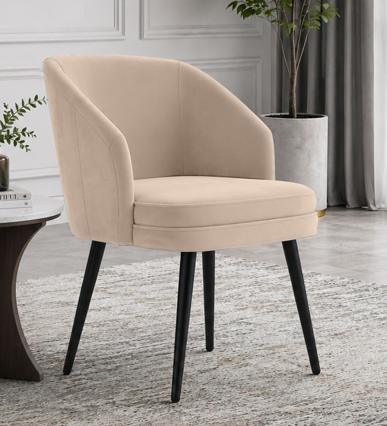 Luxe Curve Accent Dining Chair In Ivory Colour