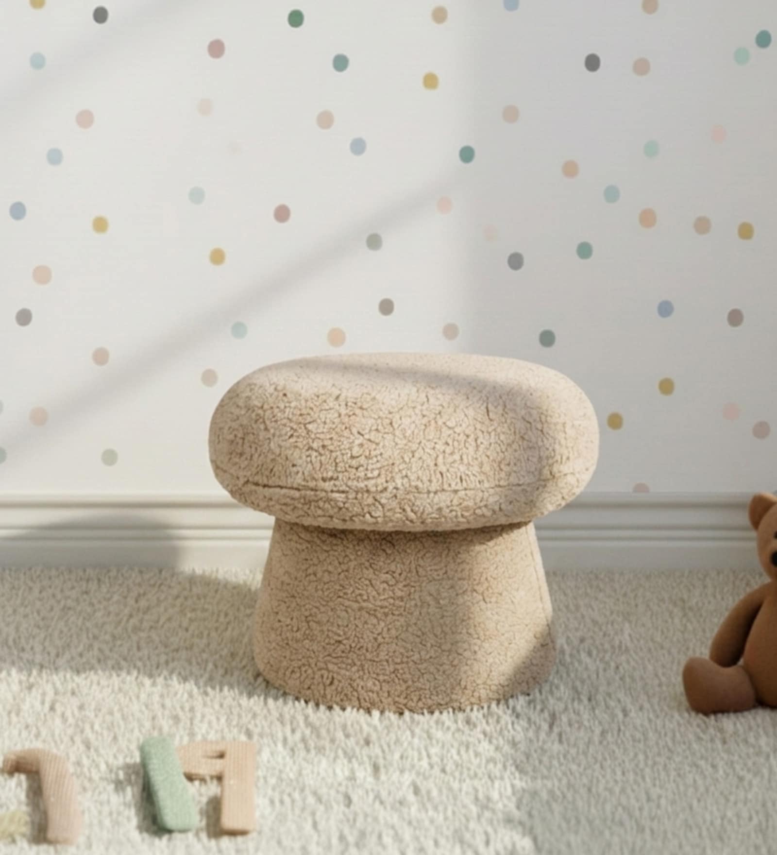 Luxe Kids Pouffe Stool In Sand Beige Colour Luxe Kids Pouffe Stool In Sand Beige Colour