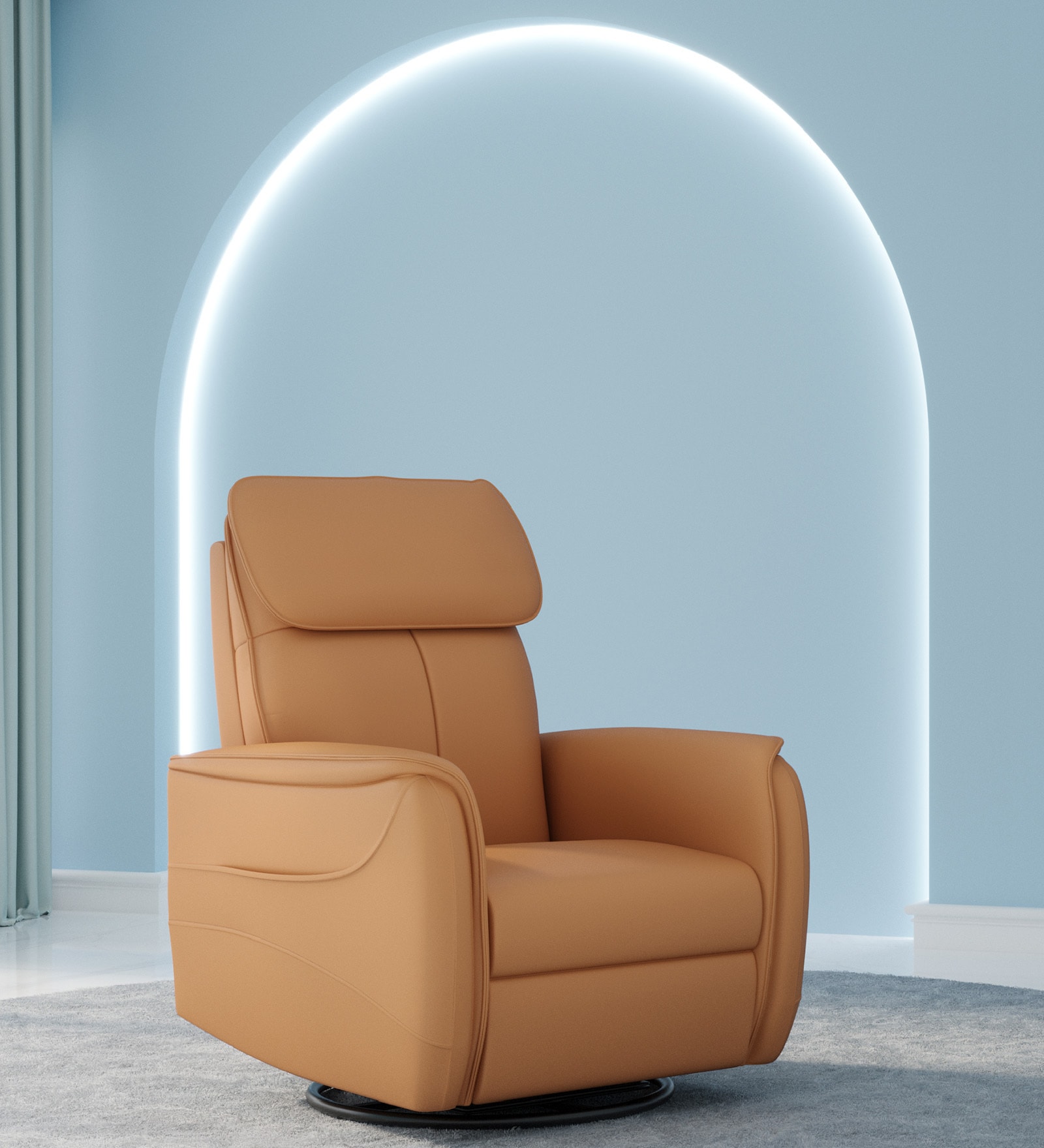 Luxe Leatherette 1 Seater Motorized Recliner With Massager In Brown Colour Luxe Leatherette 1 Seater Motorized Recliner With Massager In Brown Colour