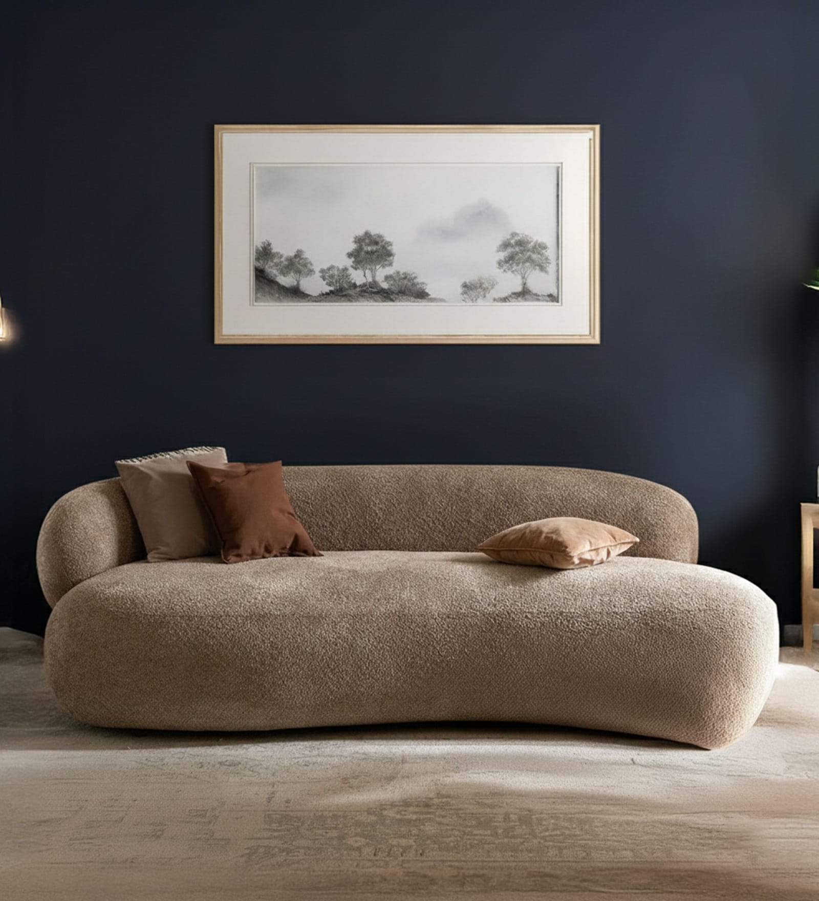 Luxe Lounge Boucle 3 Seater Sofa In Beige Colour