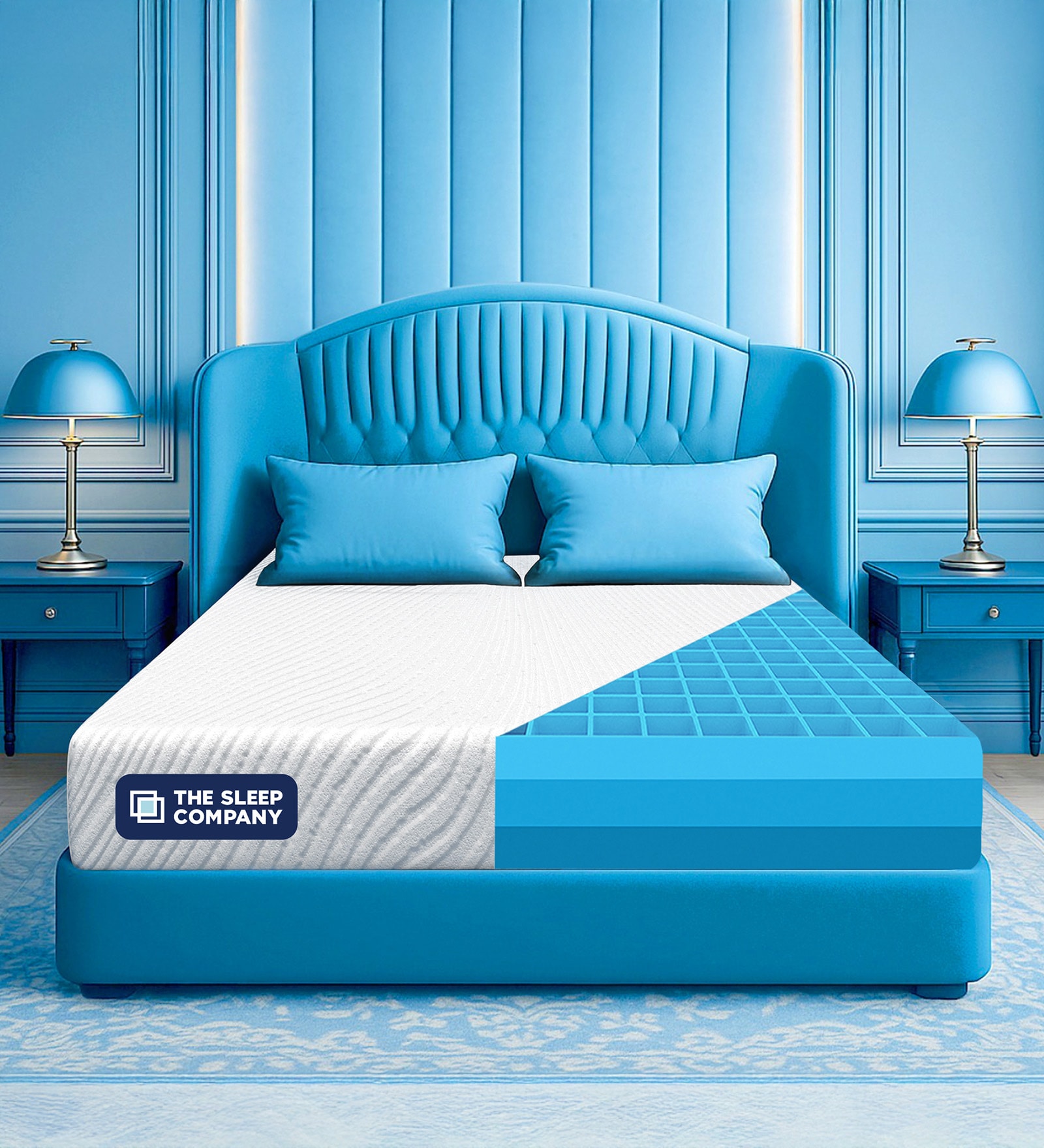 Luxe SmartGrid 8 inch HR Foam Queen Size Mattress with Grid Layer in White Colour